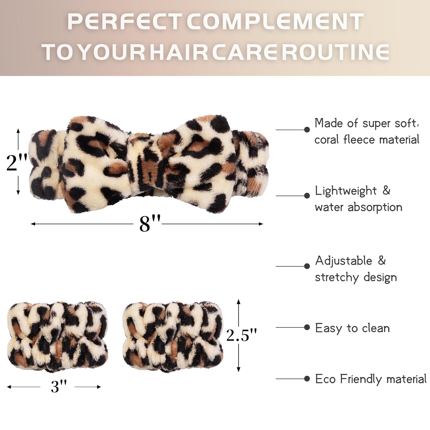 Ayesha Spa Headband and Wristband Set for Skincare Washing Face,6pcs Cheetah print Makeup Headband Wrist Cuffs for Preppy Skincare Teen Girl Women