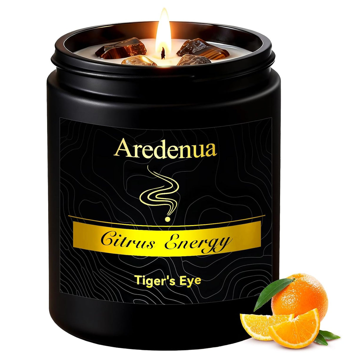 Crystal Candle with Tiger Eye Healing Crystals