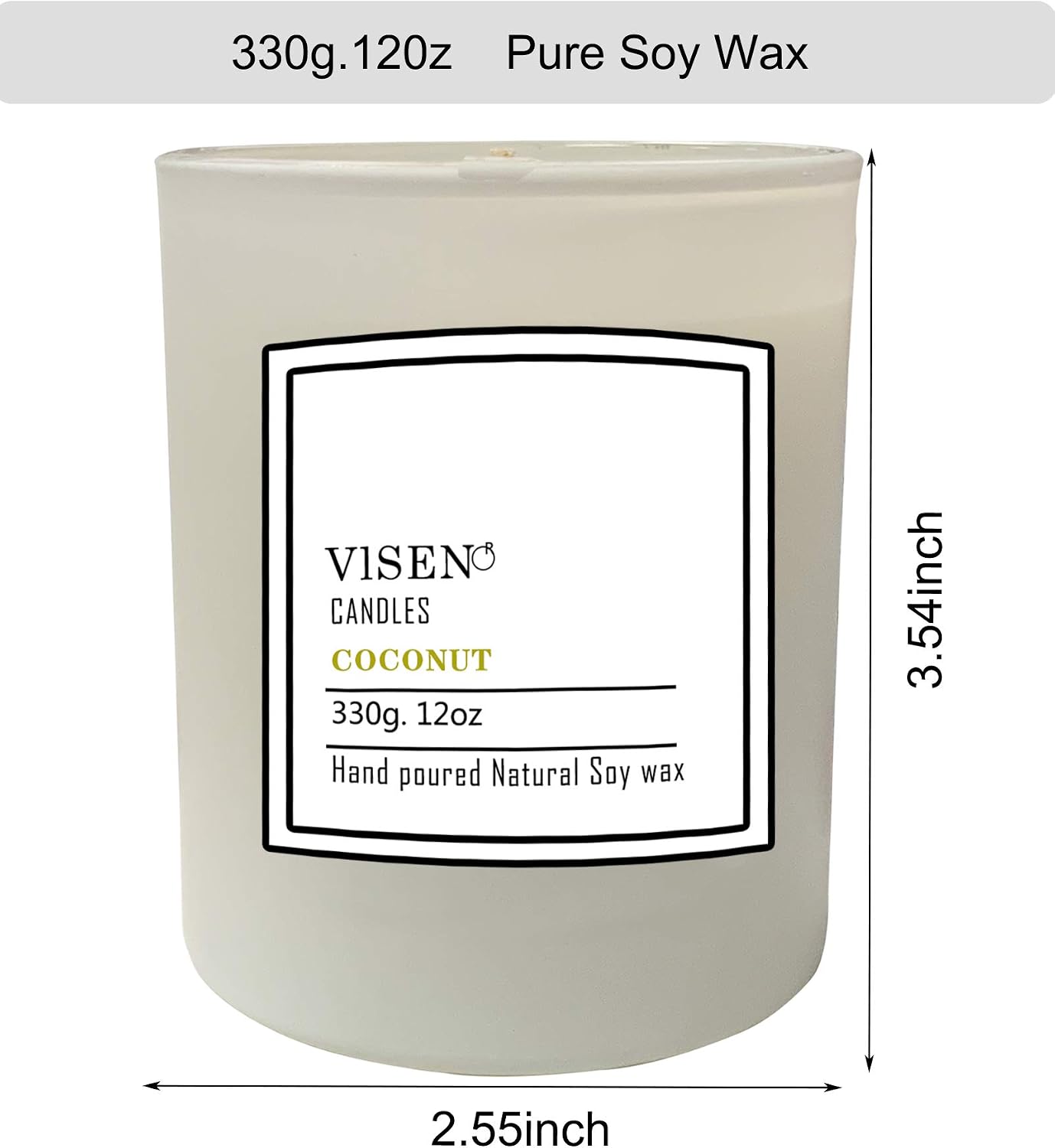 Soy Scented Candles, Natural Organic Candles for Home Scented with Thick Frosted Glass and Bamboo Wood Lid, 12 Oz/50 Hour Long-Lasting, Highly Scented Candle for Fall Decor Great Gifts(Coconut)