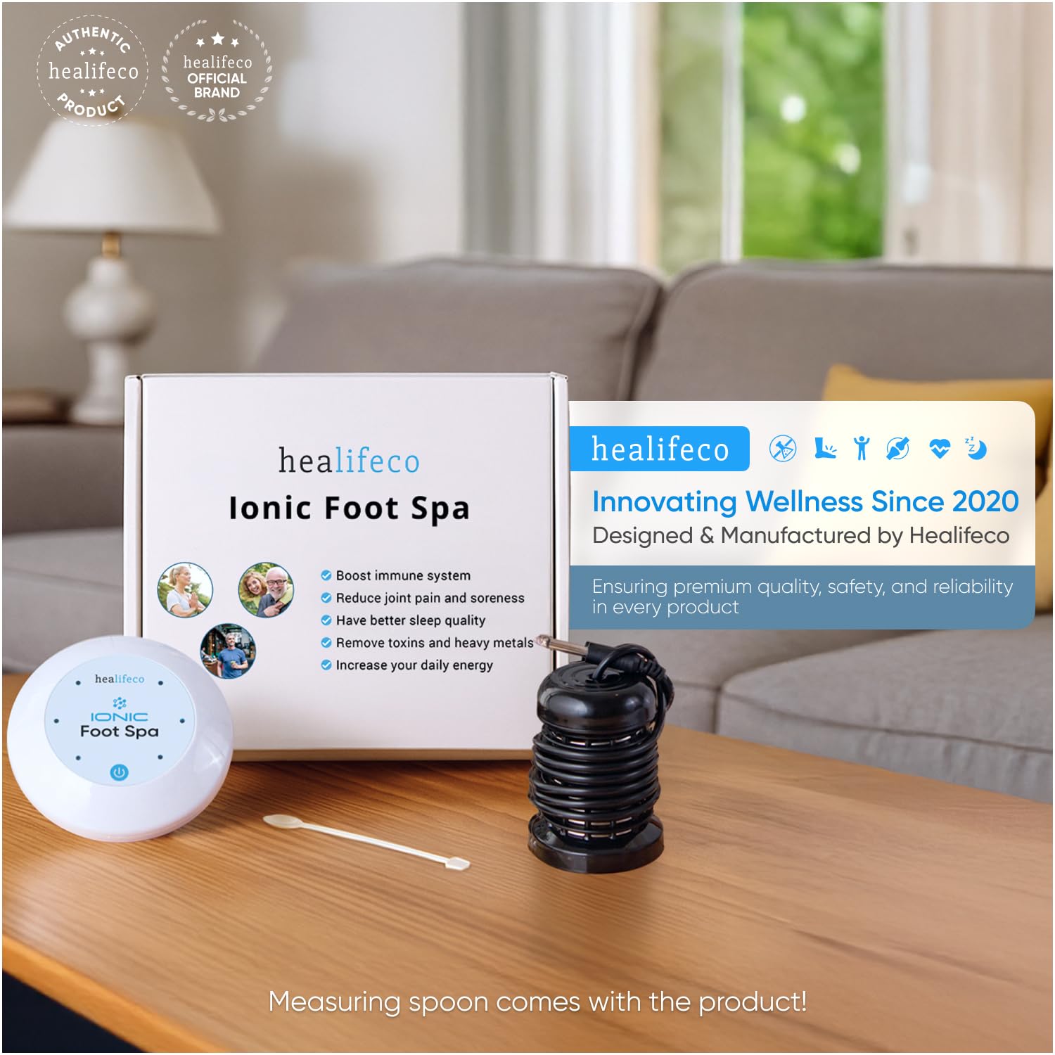 Ionic Foot Spa by Healifeco – Ion Foot Bath Detox Machine - For Toxins & Heavy Metals – Activates 2,000 Foot Detox Nodes – Easy 30-Min Home Detox – 90,000+ Happy Users Trust It - With Basin