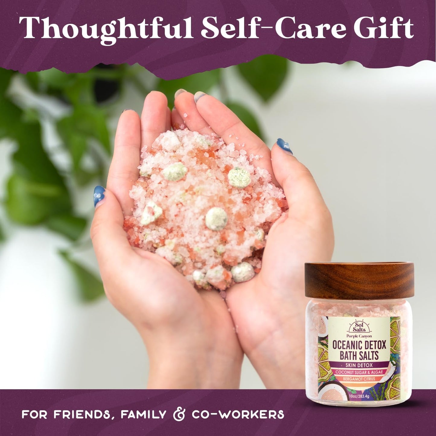 PURPLE CANYON SolSalts Oceanic Detox Bath Salts 10oz | Bergamot Citrus Scented Soak with Hydrating Minerals | Skin Hydrating Mineral Bath