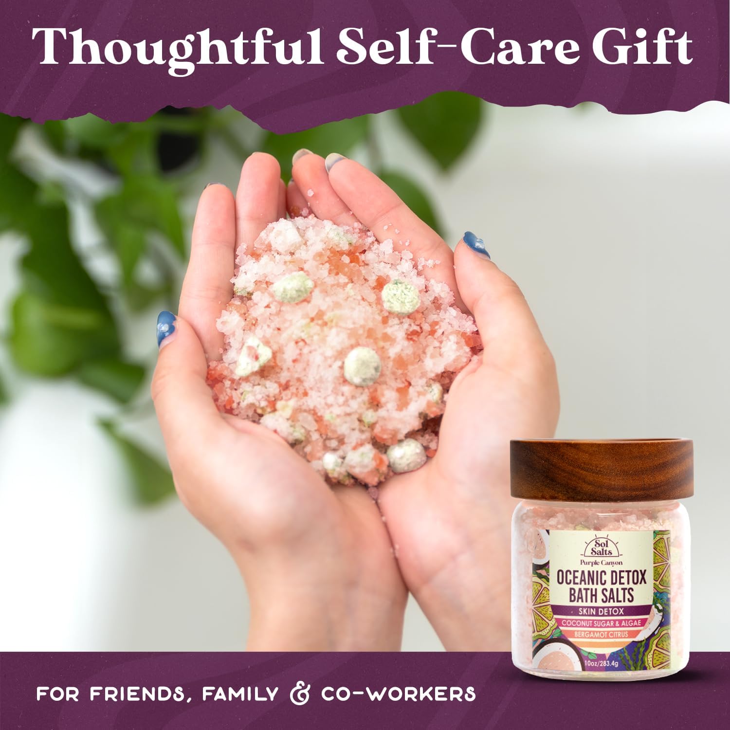 PURPLE CANYON SolSalts Oceanic Detox Bath Salts 10oz | Bergamot Citrus Scented Soak with Hydrating Minerals | Skin Hydrating Mineral Bath