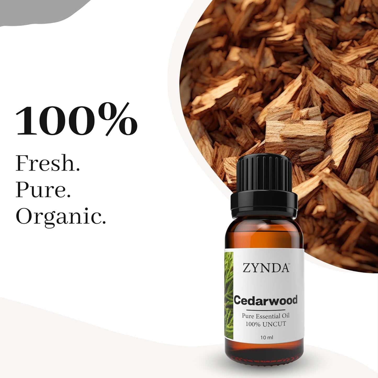Cedarwood Essential Oil Pure and Natural – Premium Organic 100% Uncut Cedar Essential Oil Extract for Aromatherapy, Diffuser, Massage, Relaxation, and Skin Care – 10ml Amber Glass Bottle