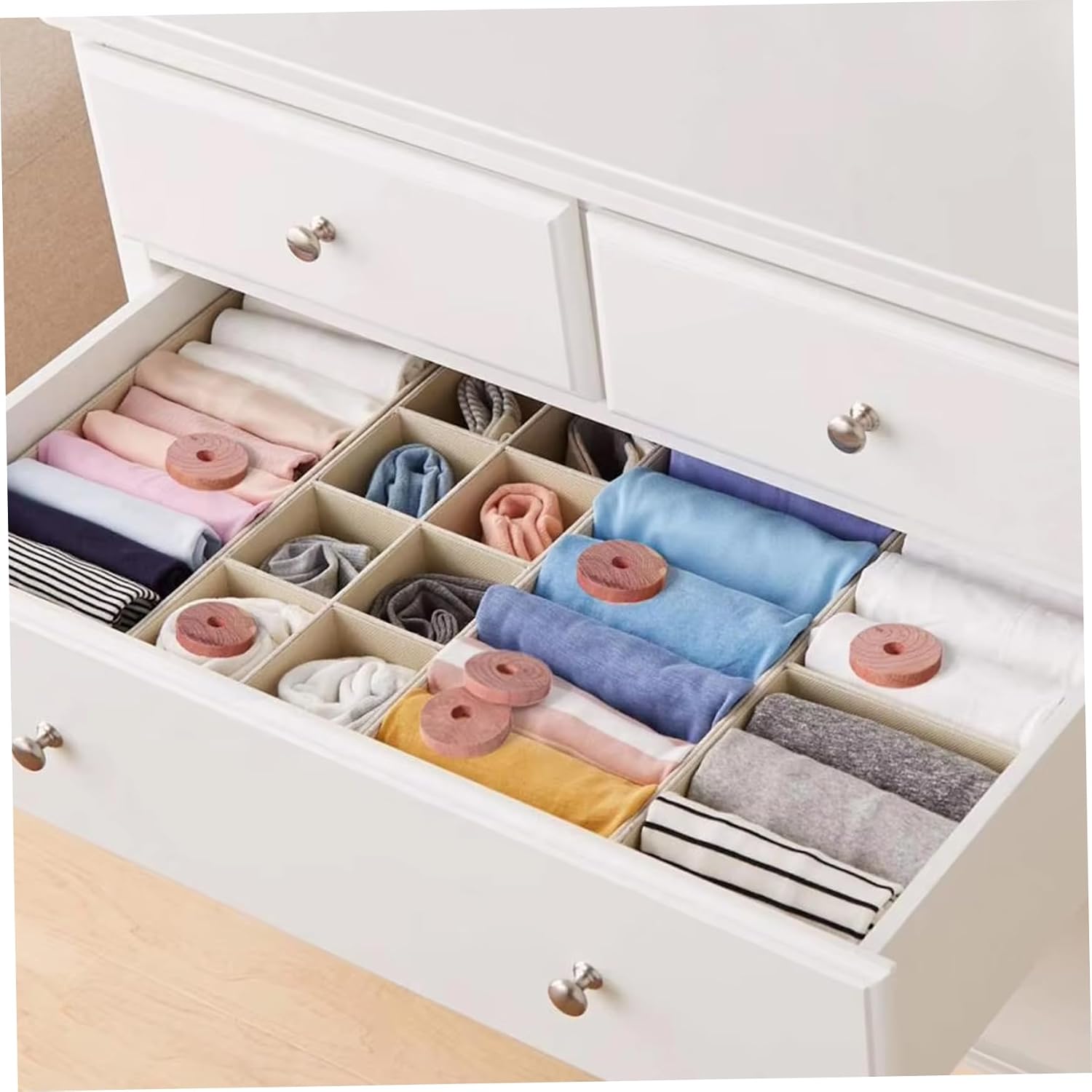 26Pcs Cedar Blocks for Clothes Storage, Aromatic Cedar Hangers, Rings and Balls, Scented Sachets, Closet Freshener for Closets, Drawers and Bookshelves ;1