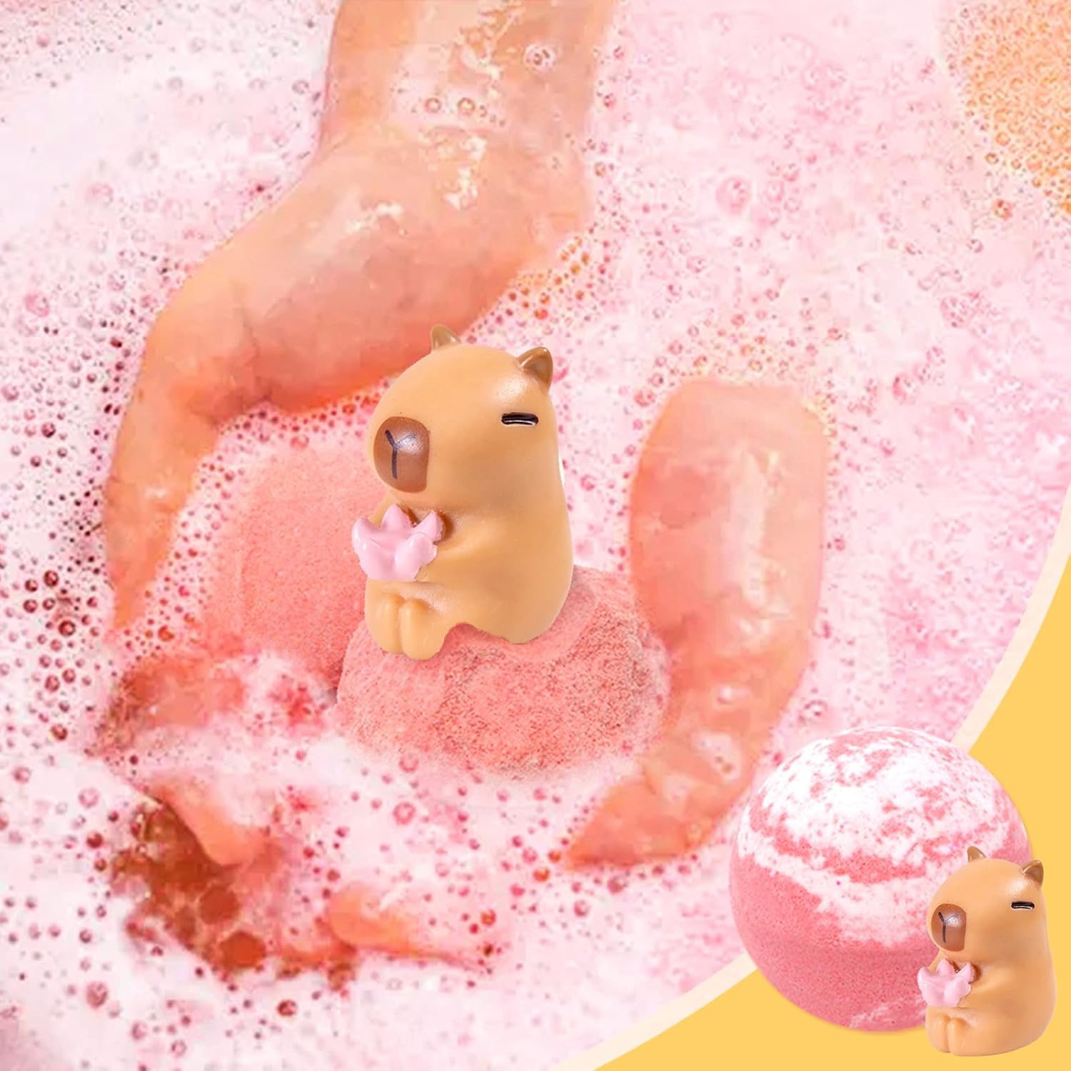 HAPGFS Bath Bombs for Kids with Surprise Inside Organic Bath Bombs Set for Girls Boys with Capybara Toys Inside Ideal Kids Birthday Christmas Easter Gift