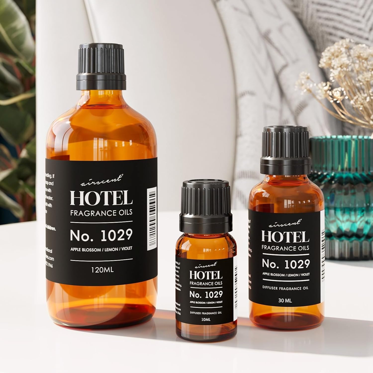 AirScent Hotel Diffuser Oil No. 1029 Inspired by The Floral Breeze Hotel Scent - Premium Fragrance Oil for Ultrasonic and Waterless Diffusers and Crafting - 30 mL, 1 fl oz Glass Bottle with Dropper