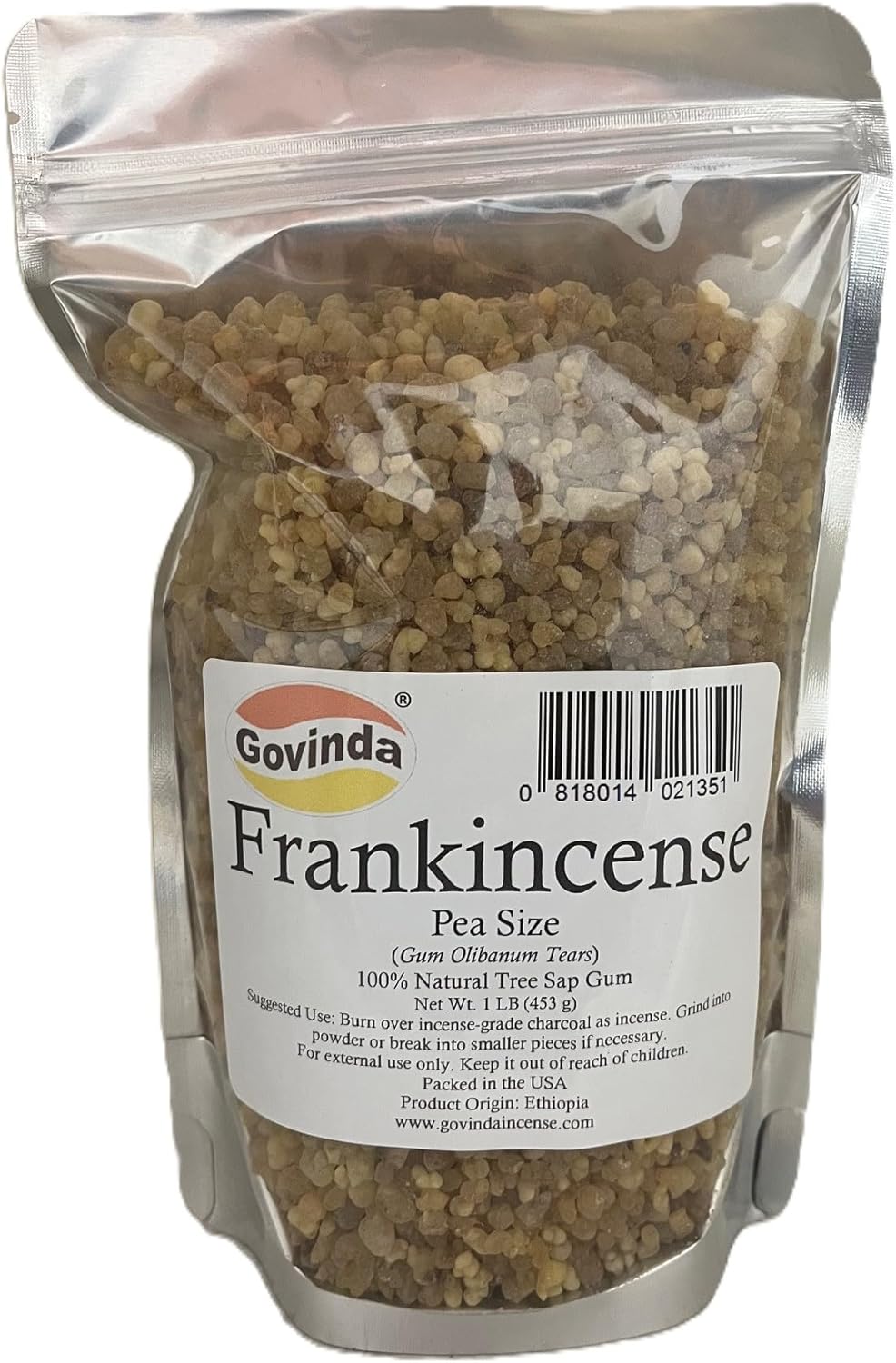 Govinda Frankincense Natural Tree Sap Gum Pea Size 1 lb