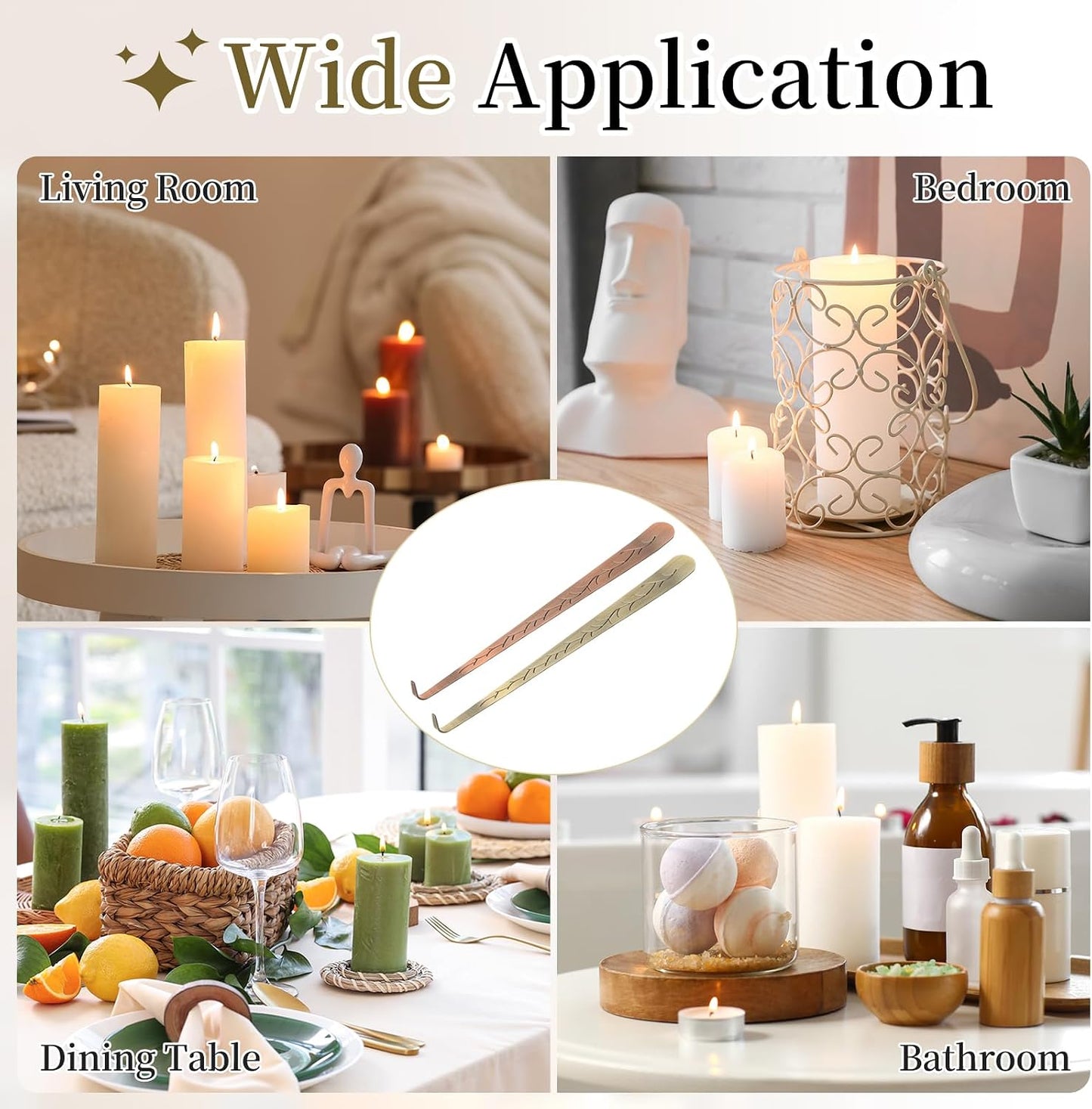 uxcell 2 Pcs Candle Wick Dipper, Stainless Steel Candle Wick Hook, Flame Dipper Snuffer Extinguish Accessory Flat Design for Putting Out Flame Home Decor Gifts, Copper/Bronze