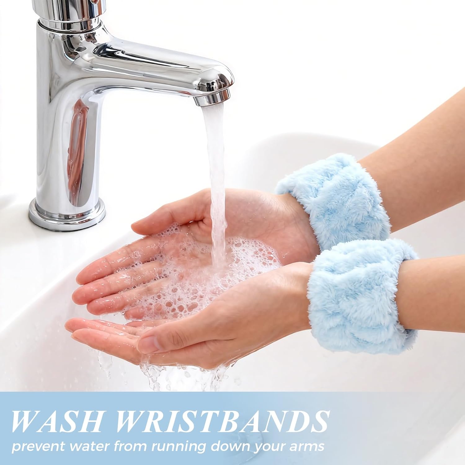 Fmeida Skincare Headband and Face Washing Wristband Set Spa hair band for Makeup, Shower -Yellow,3 Pack