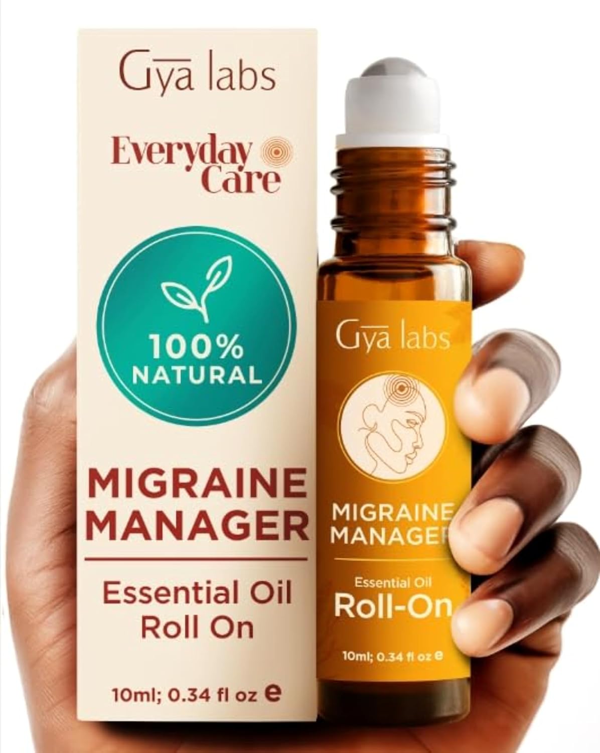 Migraine Manager & Stress Relief Roll On Set - Aromatherapy Grade Essential Oils Set - 2x0.34 fl oz - Gya Labs