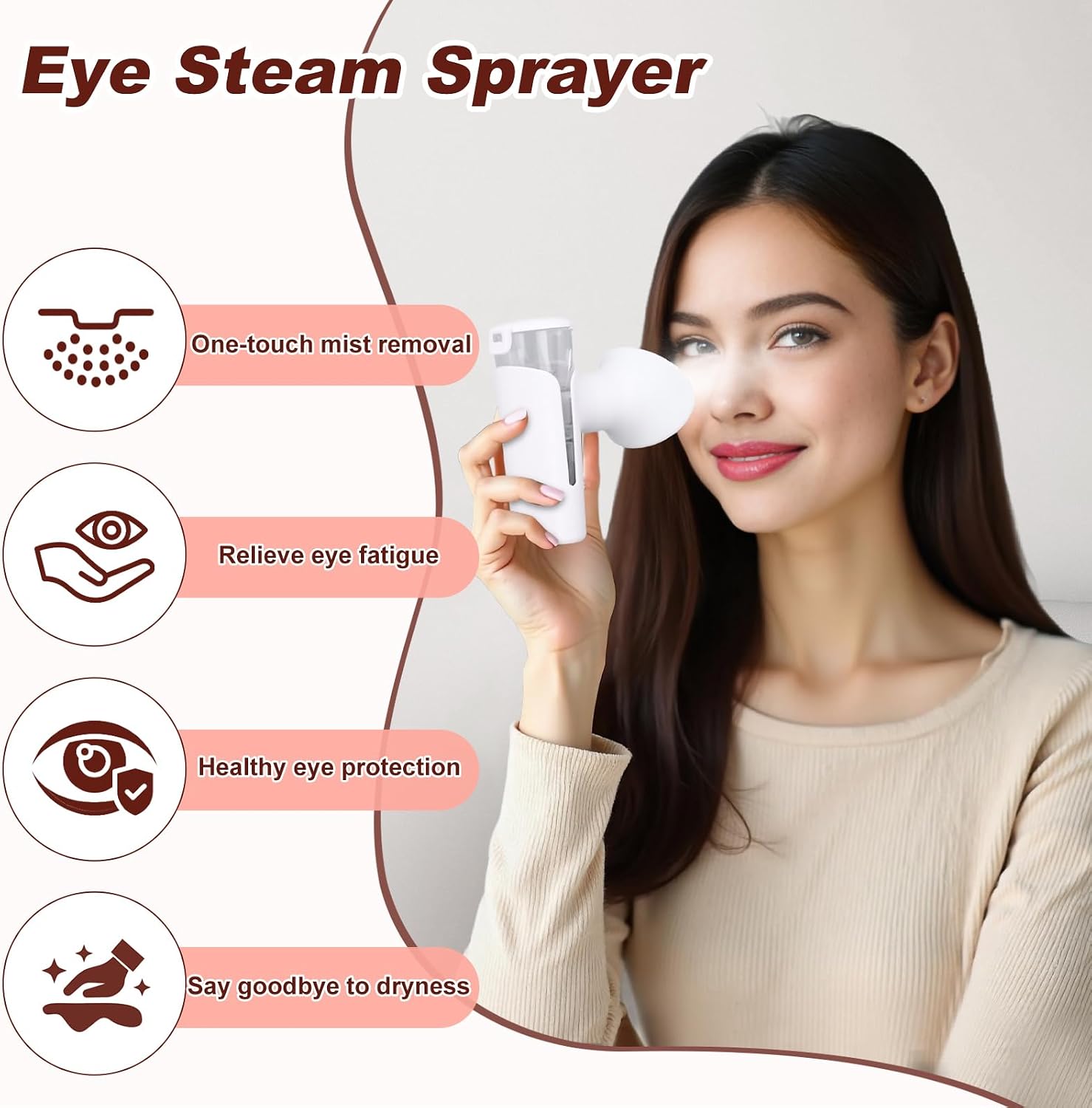 Eye Steam Sprayer, Mini Eye Mist Steam Sprayer, 3 Adjustable Temperature, Upgraded Portable Eye & Face Hydration Soother for Moisturizing & Cleaning