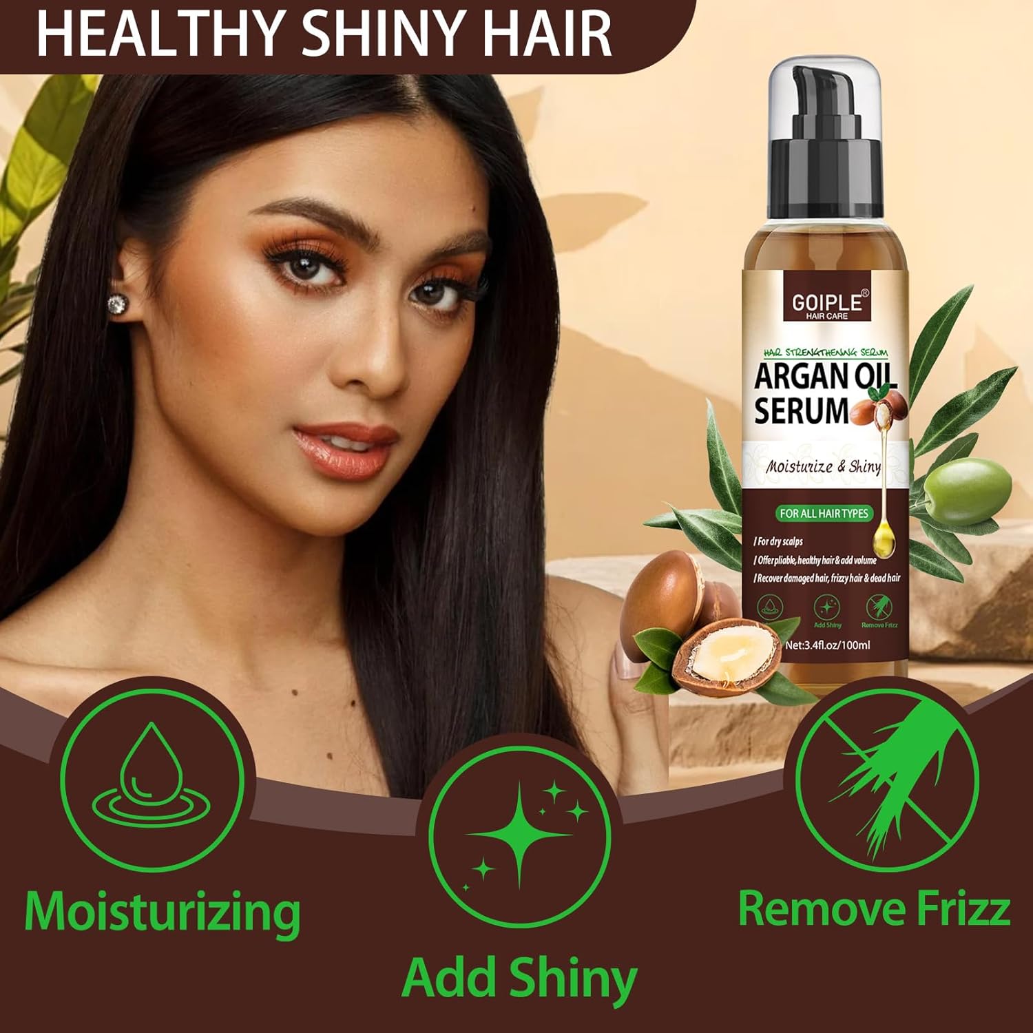 Argan Protein Hair Oil Serum Argan Oil Styling & Moisturizing Oil - Anti Frizz Control Nourishes & Repair Argan Oil for Dry Damaged Hair & Sclap Heat Protectant Serum for Shine Prevent Hair Burns