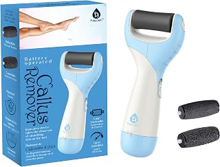 Pursonic Blue Electric Callus Remover for Feet — Battery-Operated Electric Foot Scrubber — Dead Skin Remover with 2 Pumice Stone Electric Heads — Pedicure Foot Spa Products (0.7 Lb)