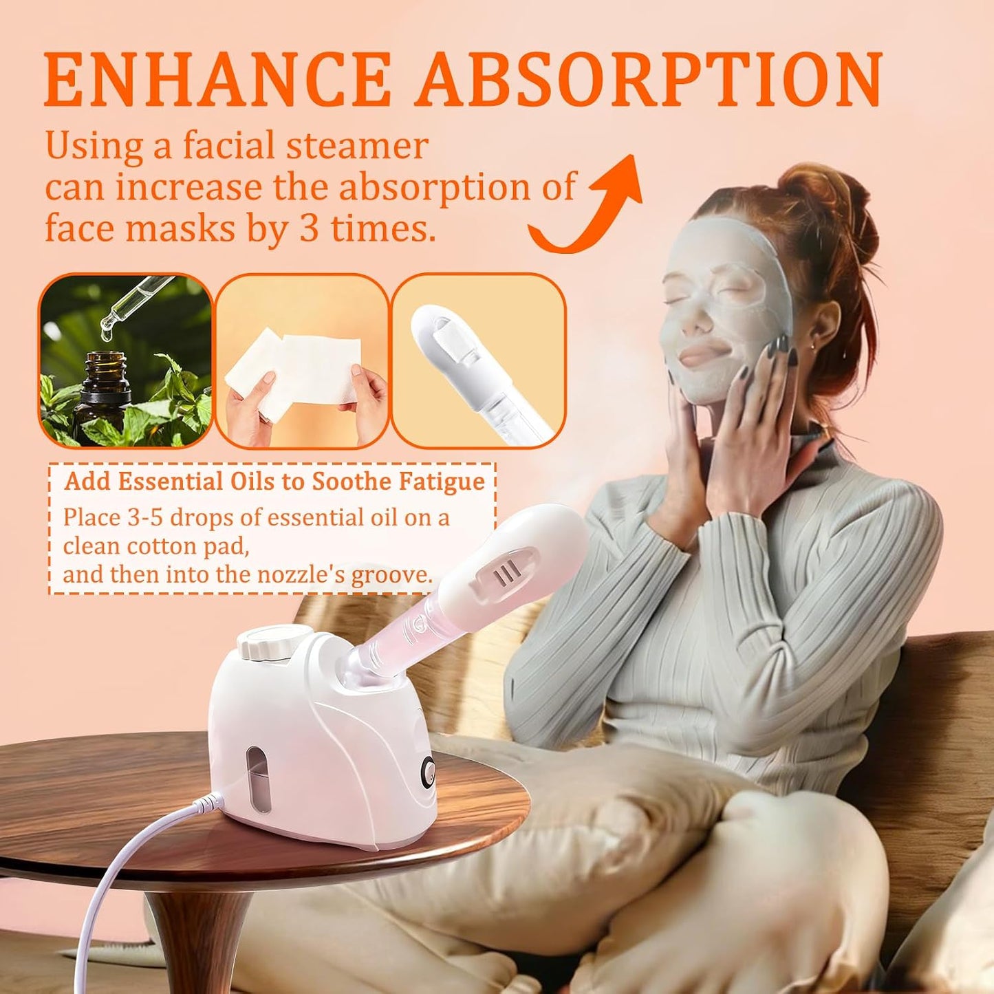 Facial Steamer,Face Steamer,Nano Lonic Steamer for Face With 360° Rotating Arm,Face Steamer for Facial Deep Cleaning,Portable Facial Steamers Professional-Facial Spa for Personal Care at Home or Salon