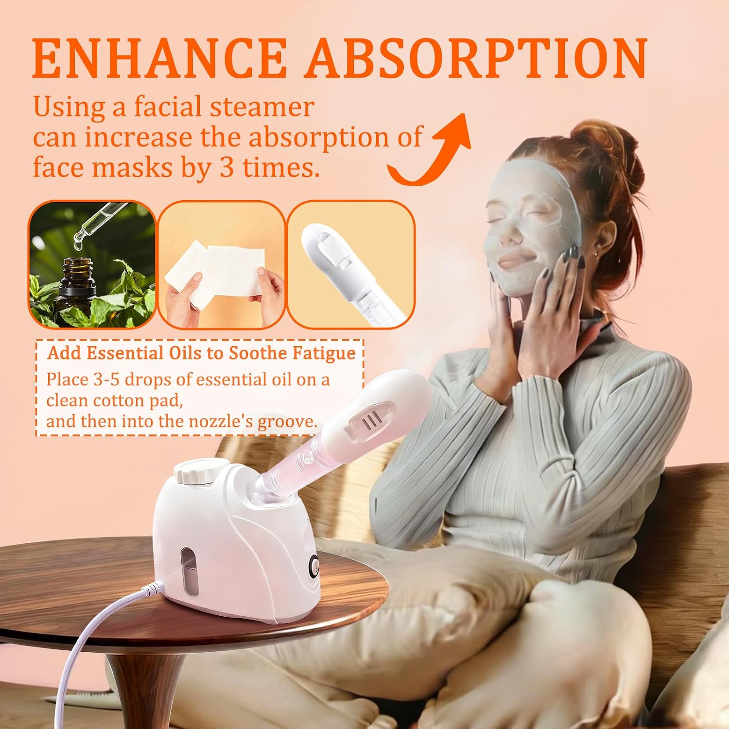 Facial Steamer,Face Steamer,Nano Lonic Steamer for Face With 360° Rotating Arm,Face Steamer for Facial Deep Cleaning,Portable Facial Steamers Professional-Facial Spa for Personal Care at Home or Salon