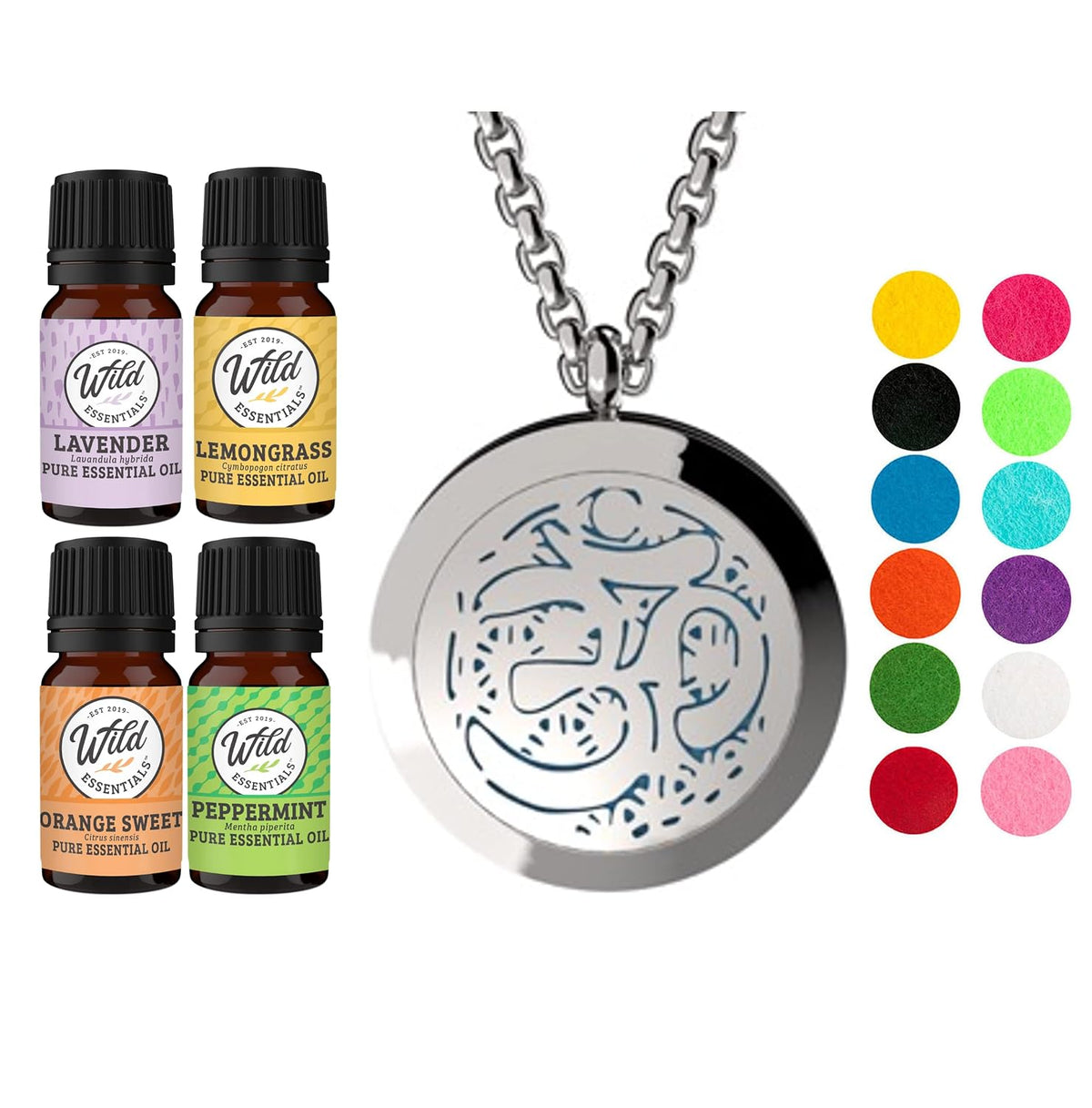 Wild Essentials Aum Om Necklace Essential Oil Diffuser Kit with Lavender