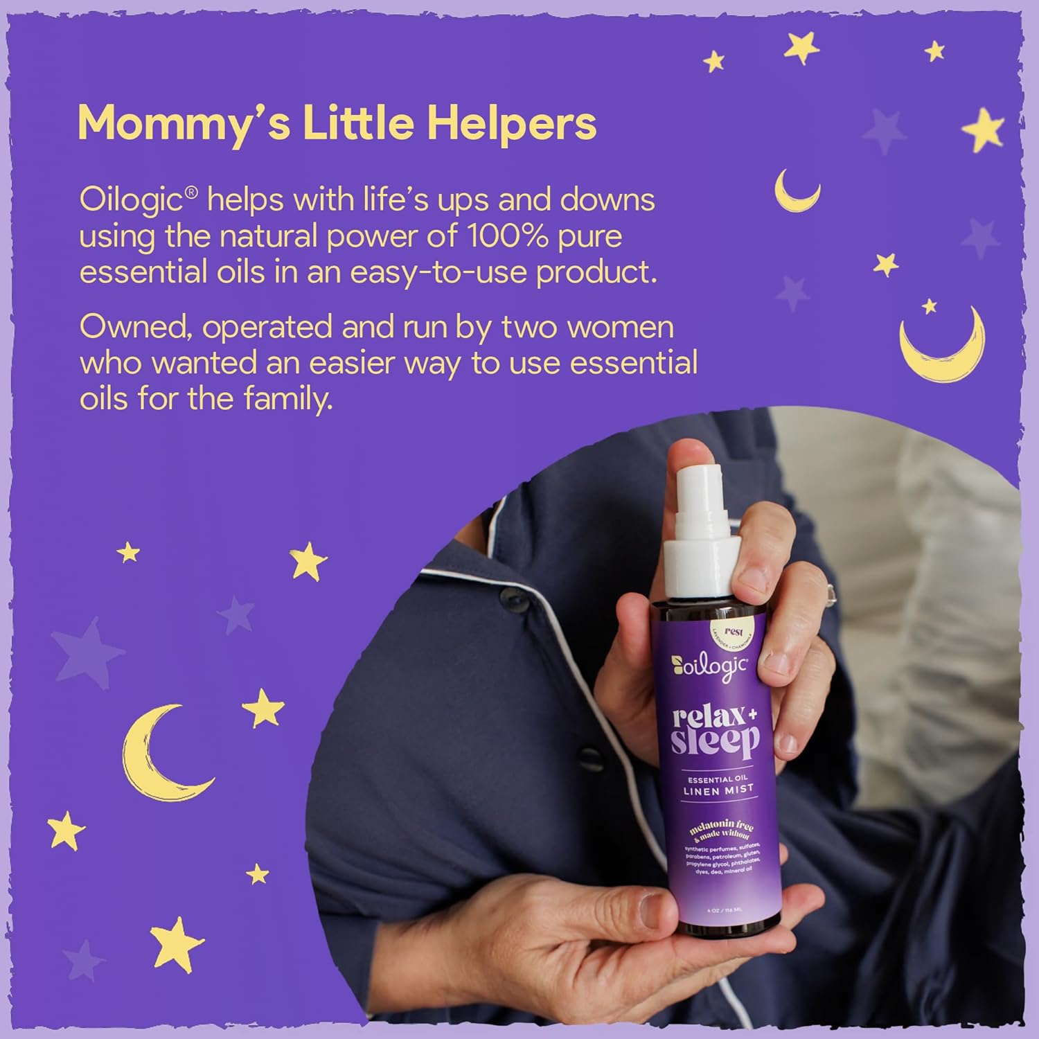 Oilogic Relax & Sleep Essential Oil Linen Spray - 100% Pure Essential Oils Promotes Restful Sleep, Comfort & Wellness - Aromatherapy Mist for Beddings, Pillows, Blankets, Pajamas & More, 4 Oz