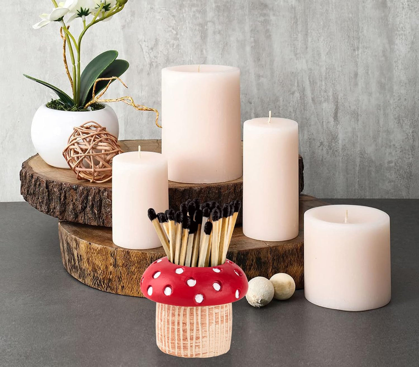 Mushroom Match Holder With Striker 2 Décor Match Striker Jar Cute Match Jar With Striker Decorative Matches In A Jar Fancy Matches Jars