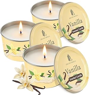 Vanilla Candle 3 Pack, 2.2oz Vanilla Scented Candles for Home Relaxation, Natural Soy Wax with Essential Oils, Birthday Valentine Housewarming Gifts Candle for Women Men
