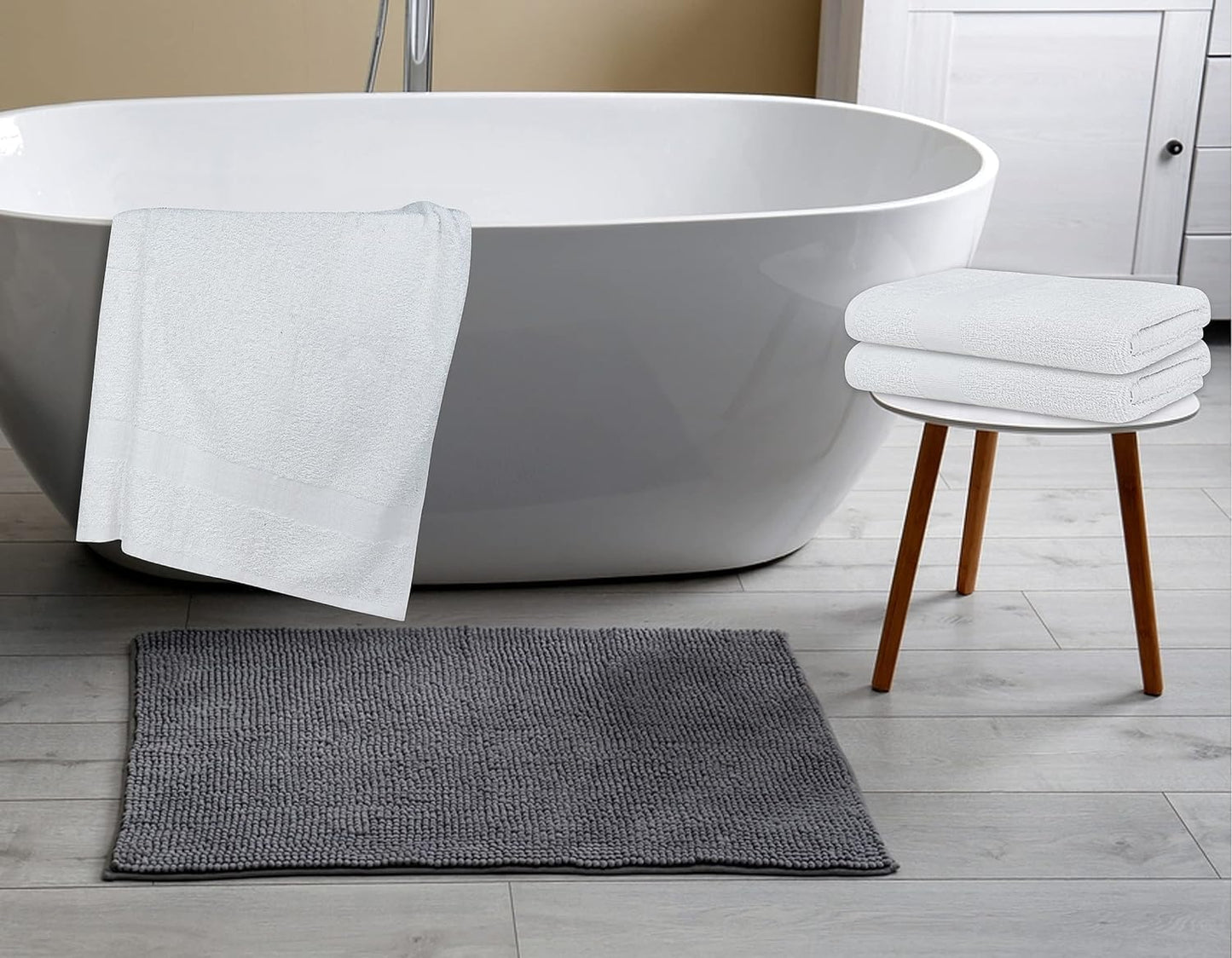 100% Cotton Bath Towel Set Pack of 24|500 GSM|Soft Large Bath Towel|Super Absorbent|Quick Dry|Ideal for Pool Home Gym Spa Hotel|Perfect for Daily Use|Bath Towel Set 24x48 Inche|White