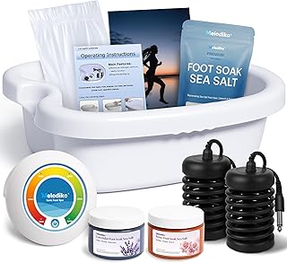 Ionic Foot Bath Detox Machine, Premium Ion Foot Spa for Home Use, Includes 3 Sea Salts (Original/Rose/Lavender), Basin, 2 Ion Arrays & Accessories, Perfect for Parents/Seniors/Partner/Self