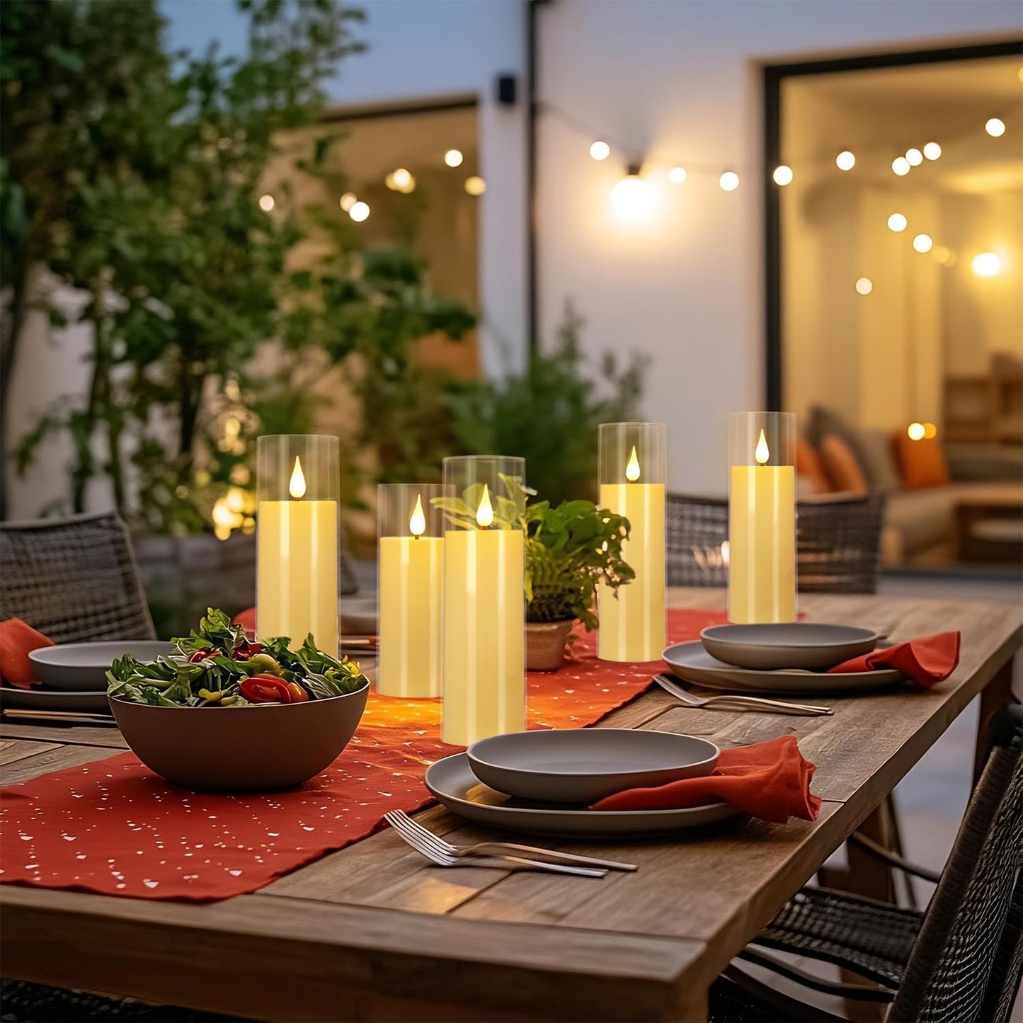 24-Pack Acrylic LED Flameless Pillar Candles with Remote & Timer, Battery Powered - Perfect for Indoor/Outdoor Decor,Wedding,BBQ and Gift - Easily Create a Magical Atmosphere.(Ivory)