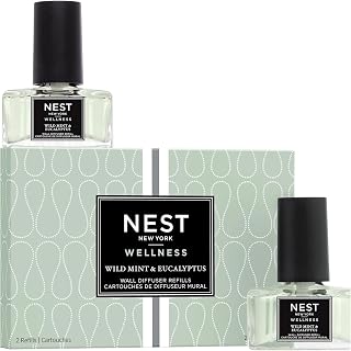 NEST New York Wall Diffuser Refill Vials, Wild Mint & Eucalyptus - Set of 2 - Up to 60 Days of Continuous Scent - Cruelty Free, Vegan - Made in USA