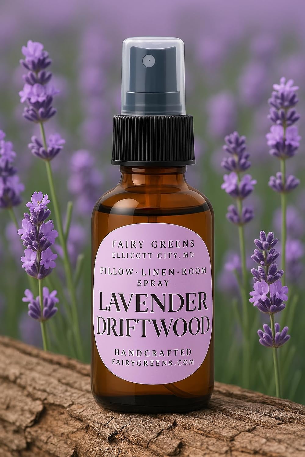 Lavender Driftwood Pillow Spray by Fairy Greens L Farm | Natural Room & Linen Spray for Better Sleep | Calming Aromatherapy Room Spray with Essential Oils | Pillow Spray | 2ozBottle