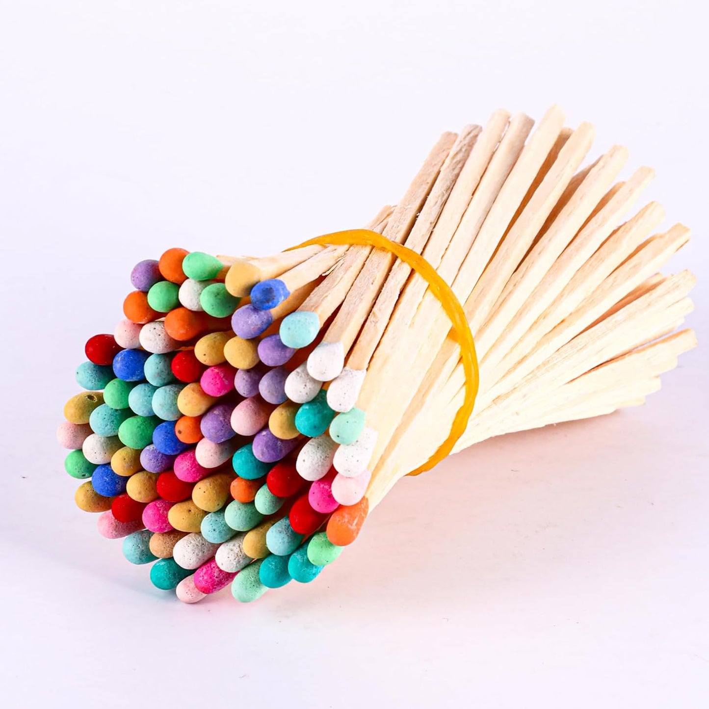 150Pcs Rainbow Matches Included, Glass Match Holder with Striker, Match Bottle with Candles Matches, Match in a Jar with Striker, 4'' Colorful Match, Long Wooden Safety Match for Fireplace BBQ