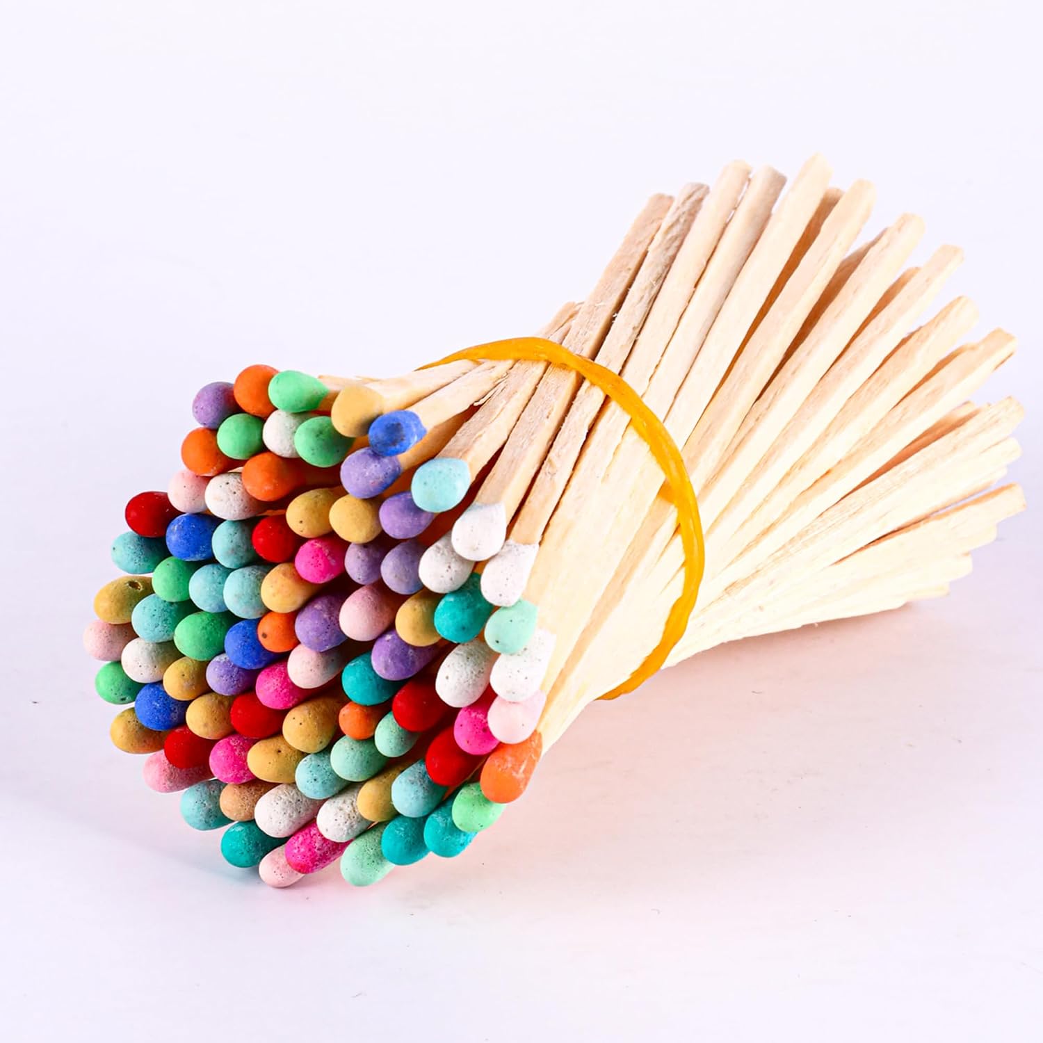 150Pcs Rainbow Matches Included, Glass Match Holder with Striker, Match Bottle with Candles Matches, Match in a Jar with Striker, 4'' Colorful Match, Long Wooden Safety Match for Fireplace BBQ