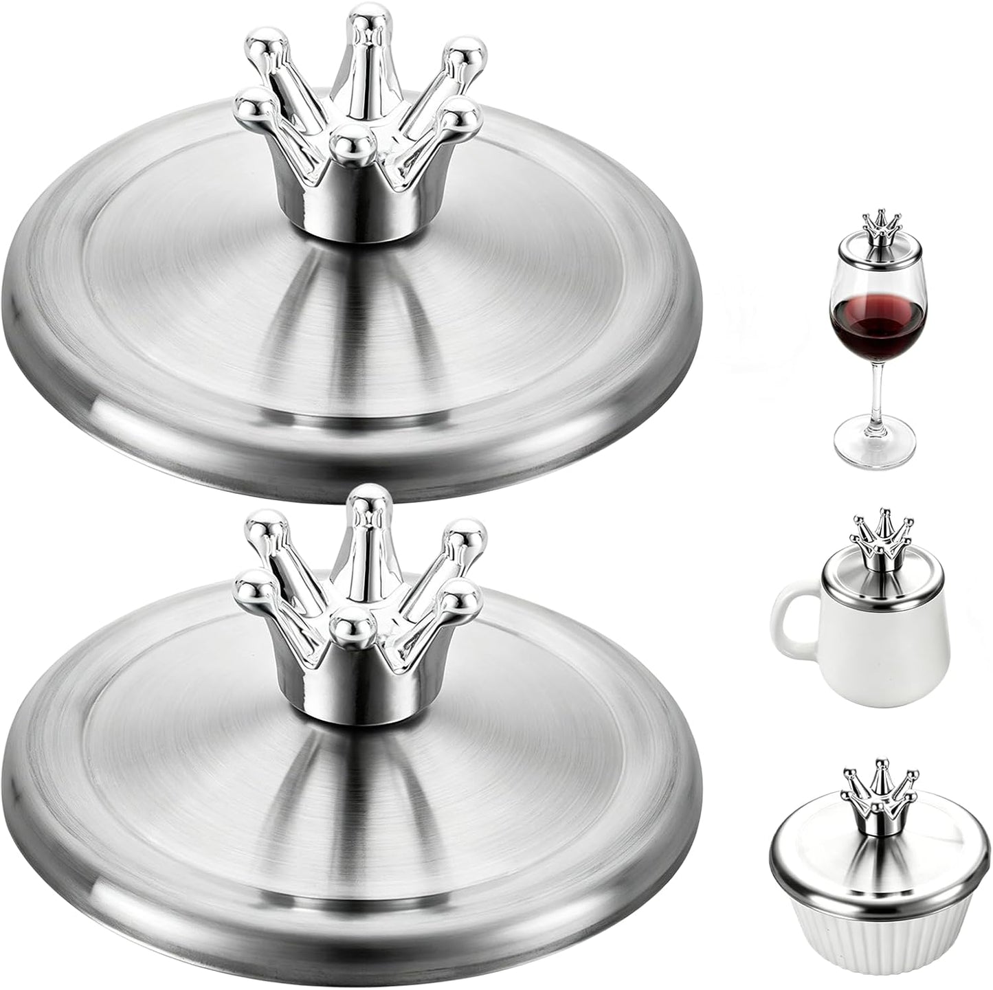 4.2 Inch Stainless Steel Universal Lid for Mugs and Bowls, Drink Cover for Large Coffee Cups, Soup Bowls, and Candle Jars, 10.6CM, 2Pcs