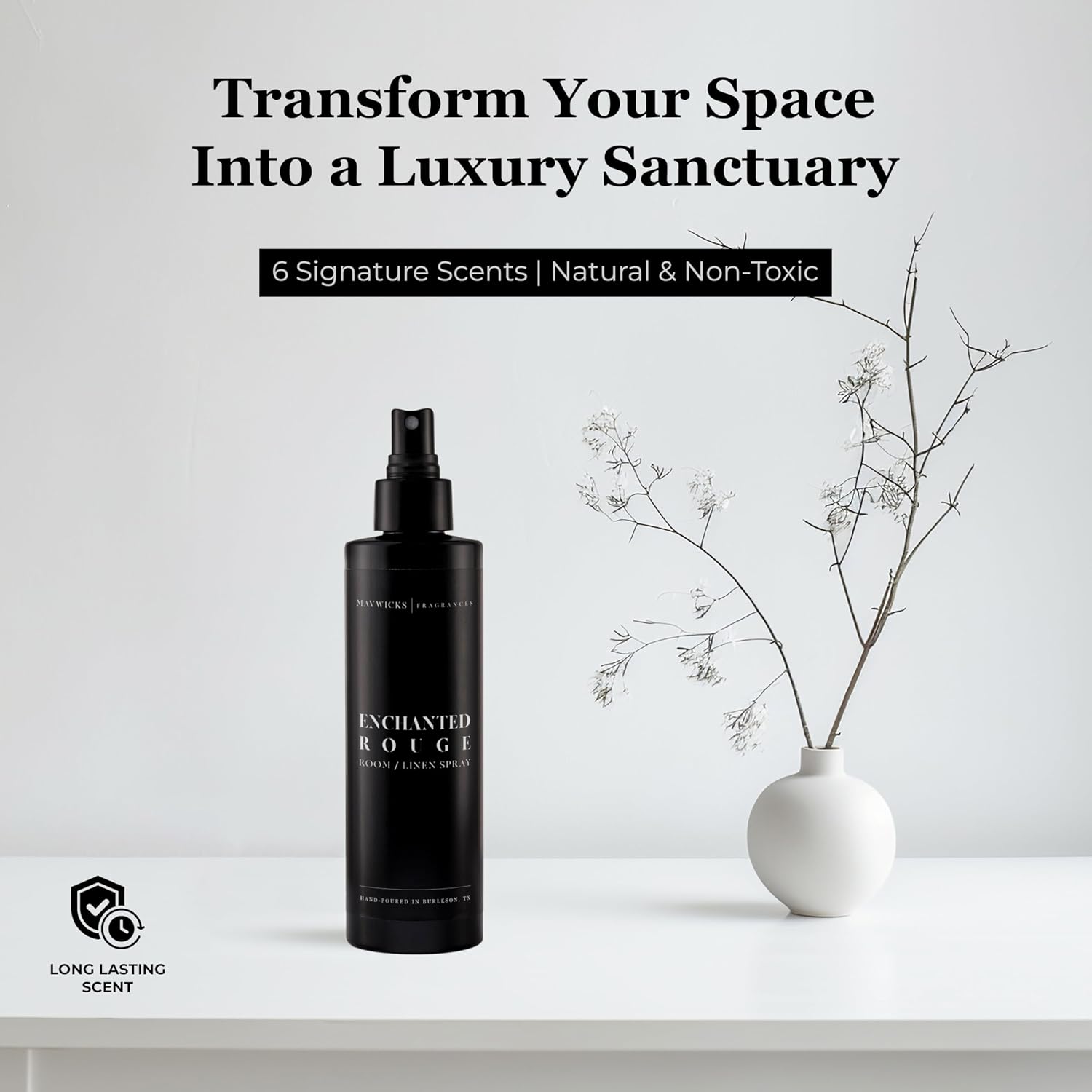 Mavwicks Fragrances - (Enchanted Rouge) Linen & Room Spray (8oz) – Bedroom & Home Fragrance Mist, Long-Lasting Freshness To Brighten Up Your Space, Fabric & Air Freshener, Aromatherapy Scent Spray