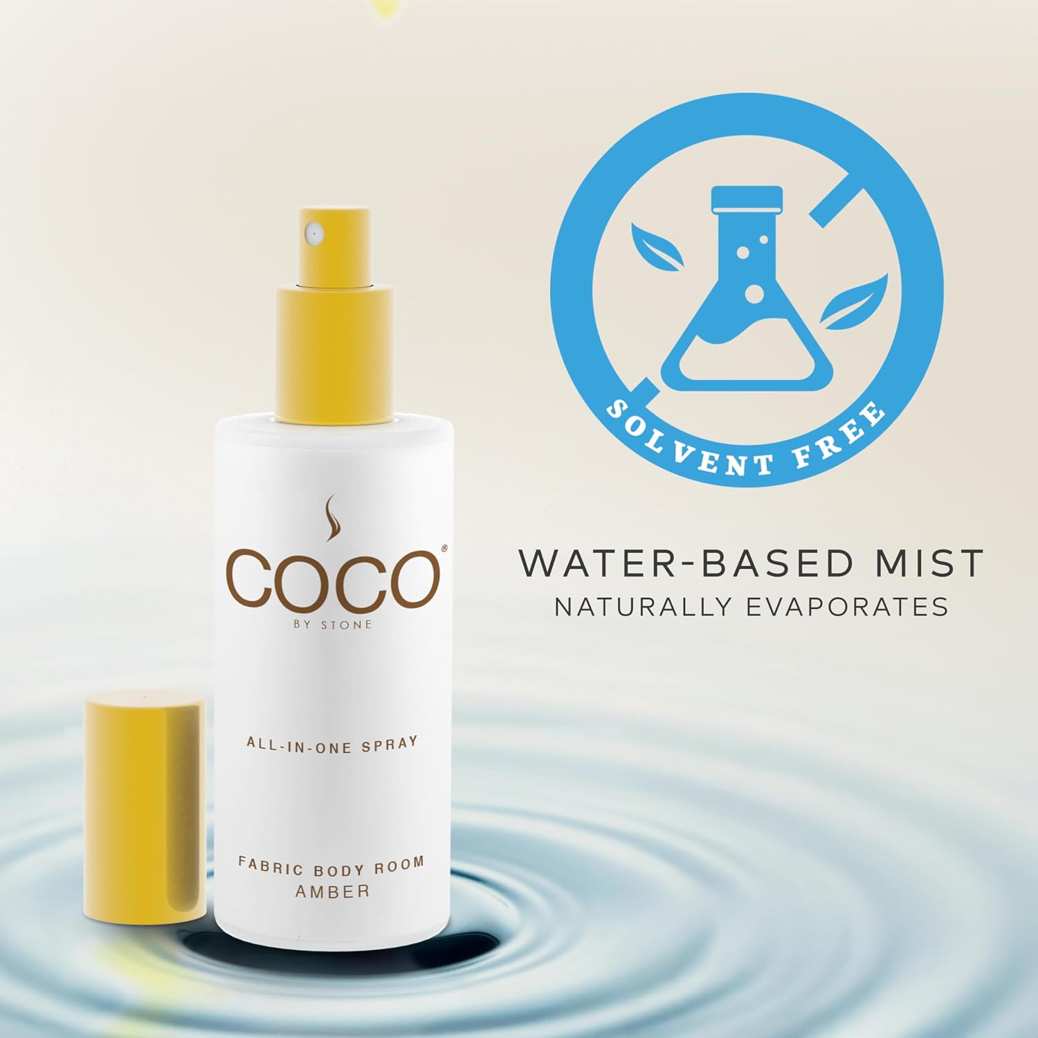 COCO by Stone 5oz All-in-One Spray (Amber) Shake & Spray Formula for Fabric, Pillows, Interiors, Clothing, Home Fragrance Accessories, Room Perfume, Room Deodorizer, Vegan & Cruelty-Free