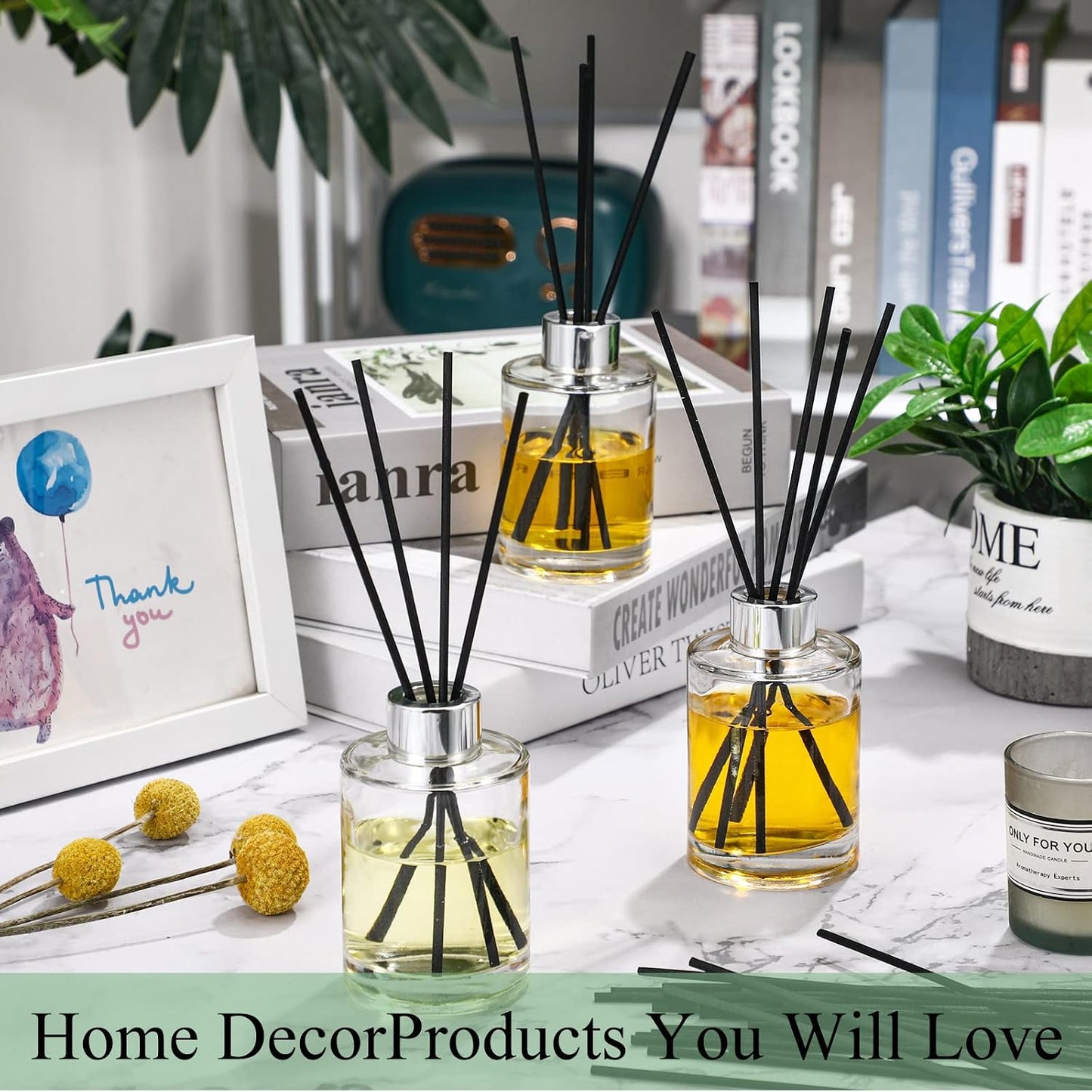 Wesiti 20 Packs Reed Diffuser Bottles Empty Refillable Glass Jars 4 oz Diffuser Bottles with Silver Caps for Essential Oil Home Fragrance Living Room Bathroom DIY Decor