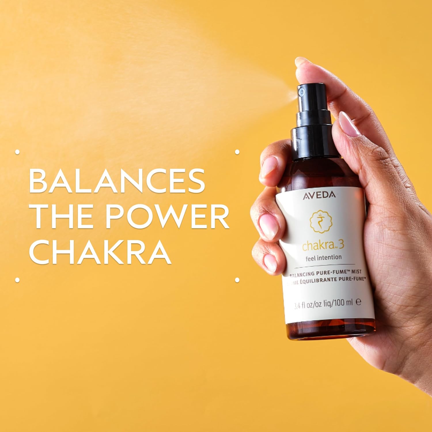 Aveda Chakra 3 Balancing Pure-Fume Mist: Intention | Body & Room Spray | Balances Power Chakra | With Certified Organic Lavender, Lemon, Fir Balsam, 3.4 Fl Oz