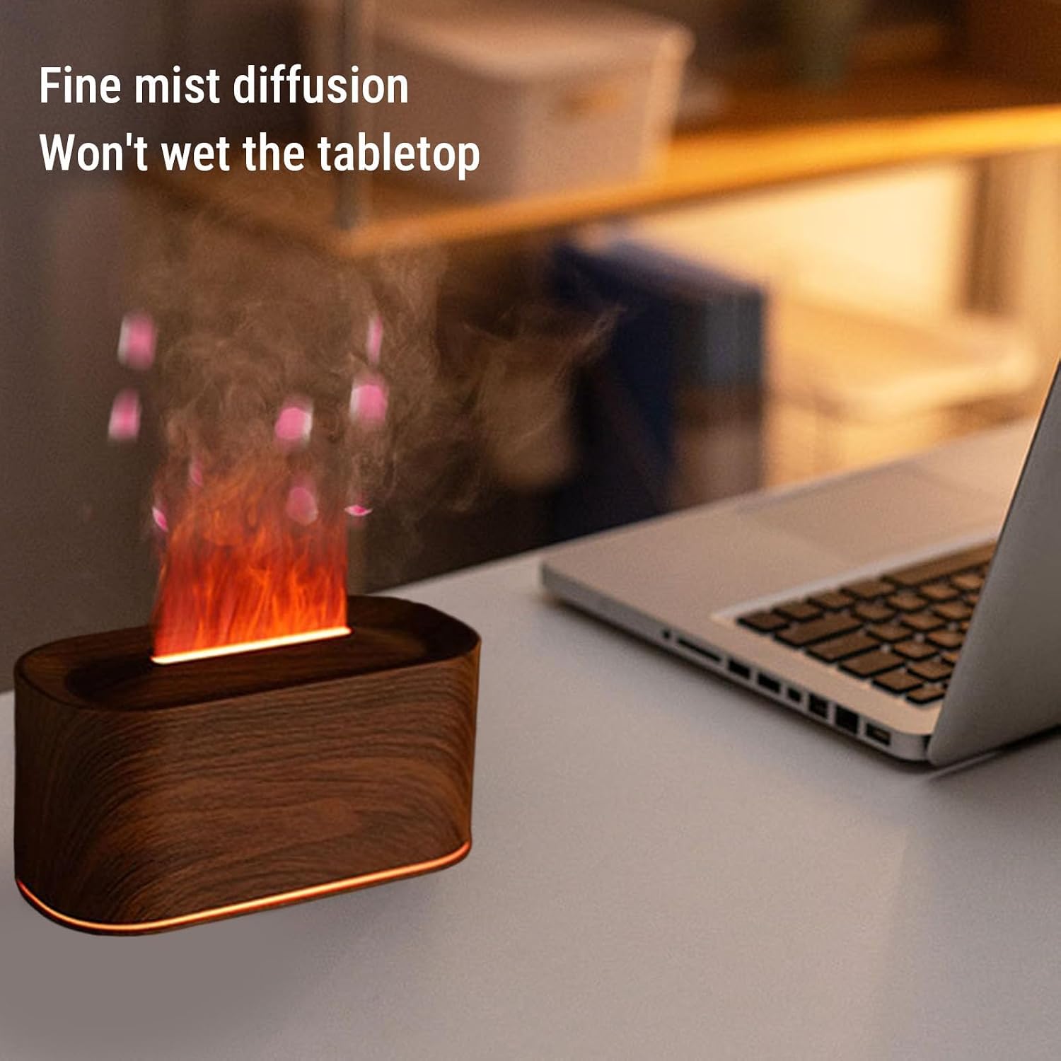 Generic Essential Oil Diffuser, 220ml Ultrasonic Aromatherapy Diffuser, 7 Color Light Humidifier with Dark Wood Grain, Ideal for Home, Office & Bedroom (Dark Wood Grain)