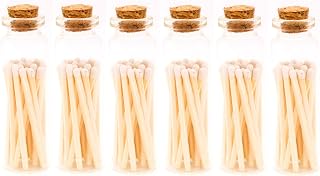 River Birch White Tip Matches in Jar with Striker - Decorative Home Matches with Glass Match Holder - Wooden Match Sticks for Candles - Set of 6 Bottles with Safety Matches - 2 Inches, 120 Matches