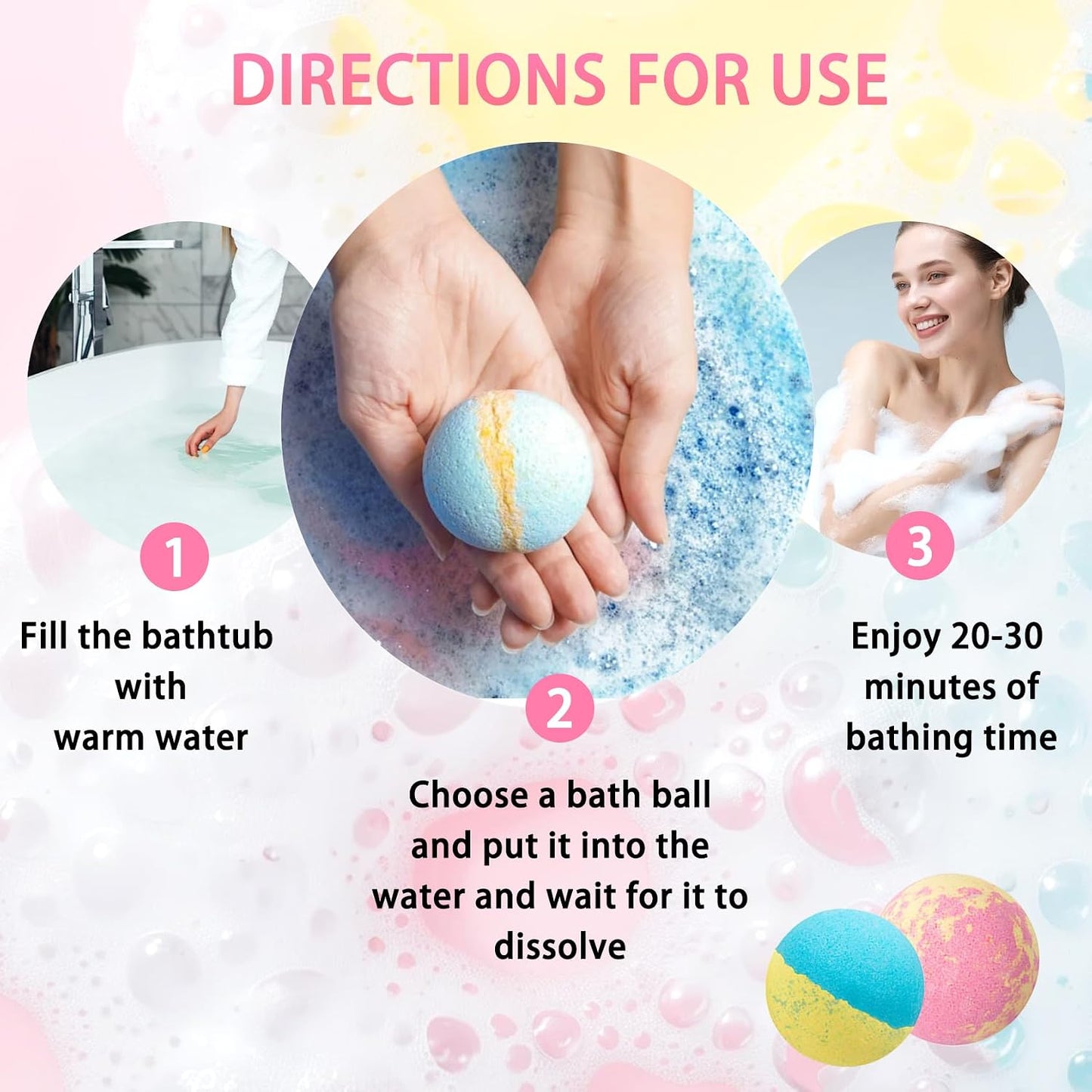 Bath Bombs Salt Balls,6 Natural Handmade Bath Bomb Kit,Organic Bathbombs with Rosemary Lemon Rose,Perfect for Bubble Spa Bath,Birthday Gifts for Boys, Girls