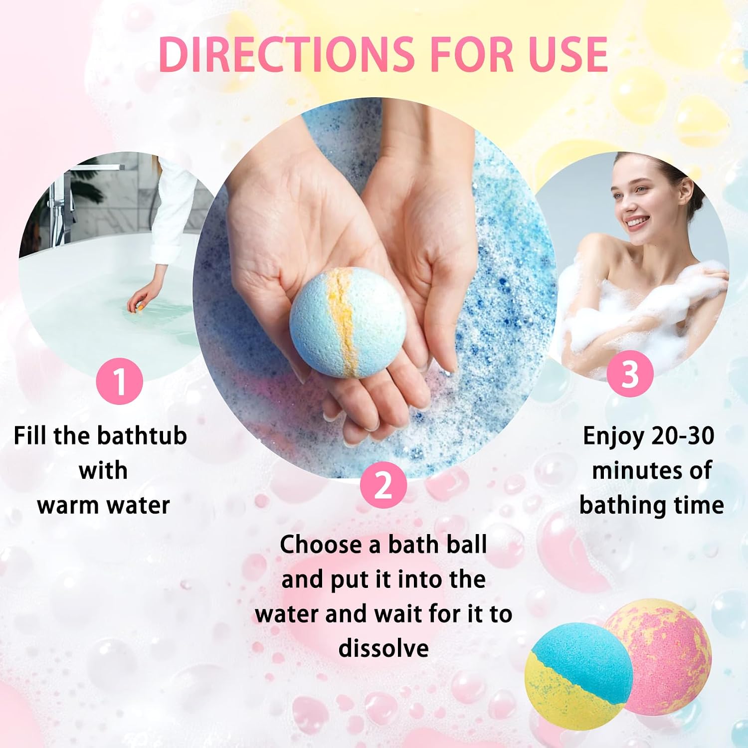 Bath Bombs Salt Balls,6 Natural Handmade Bath Bomb Kit,Organic Bathbombs with Rosemary Lemon Rose,Perfect for Bubble Spa Bath,Birthday Gifts for Boys, Girls