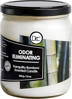 Bamboo Odor Eliminating Highly Fragranced Candle - Eliminates 95% of Pet, Smoke, Food, and Other Smells Quickly - Up to 80 Hour Burn time - 12 Ounce Premium Soy Blend