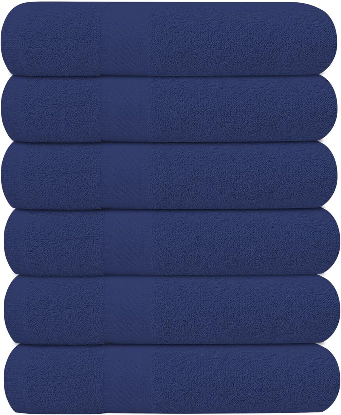KAHAF COLLECTION 6 Pack Bath Towels Set (27 x 54 Inches) 100% Ring Spun Cotton, Lightweight, Quick Dry, Highly Absorbent Towels (Navy, (27x54) Inches)