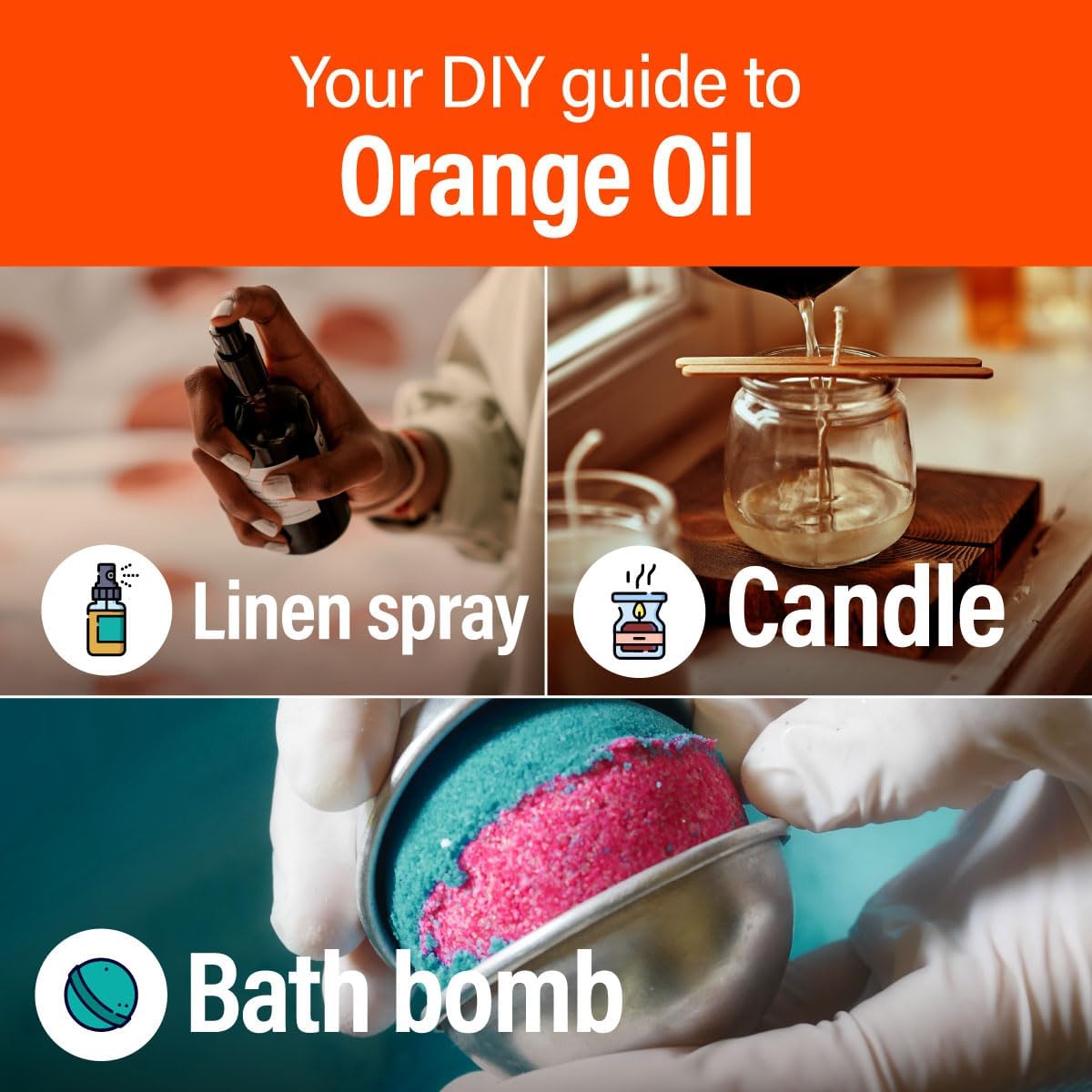 H'ana Orange Oil - 1.02 Fl Oz Orange Essential Oil for Hair, Skin, Diffuser, Aromatherapy & DIY