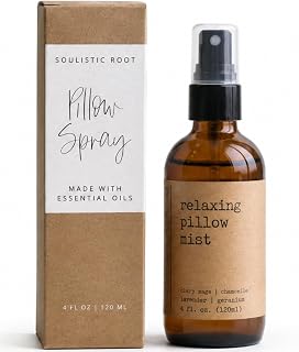 Soulistic Root Relaxing Pillow Mist | Lavender Chamomile Linen Room Spray for Pillows, Bedding and Linens, Botanical Home Fragrance in Glass Bottle (4 oz)
