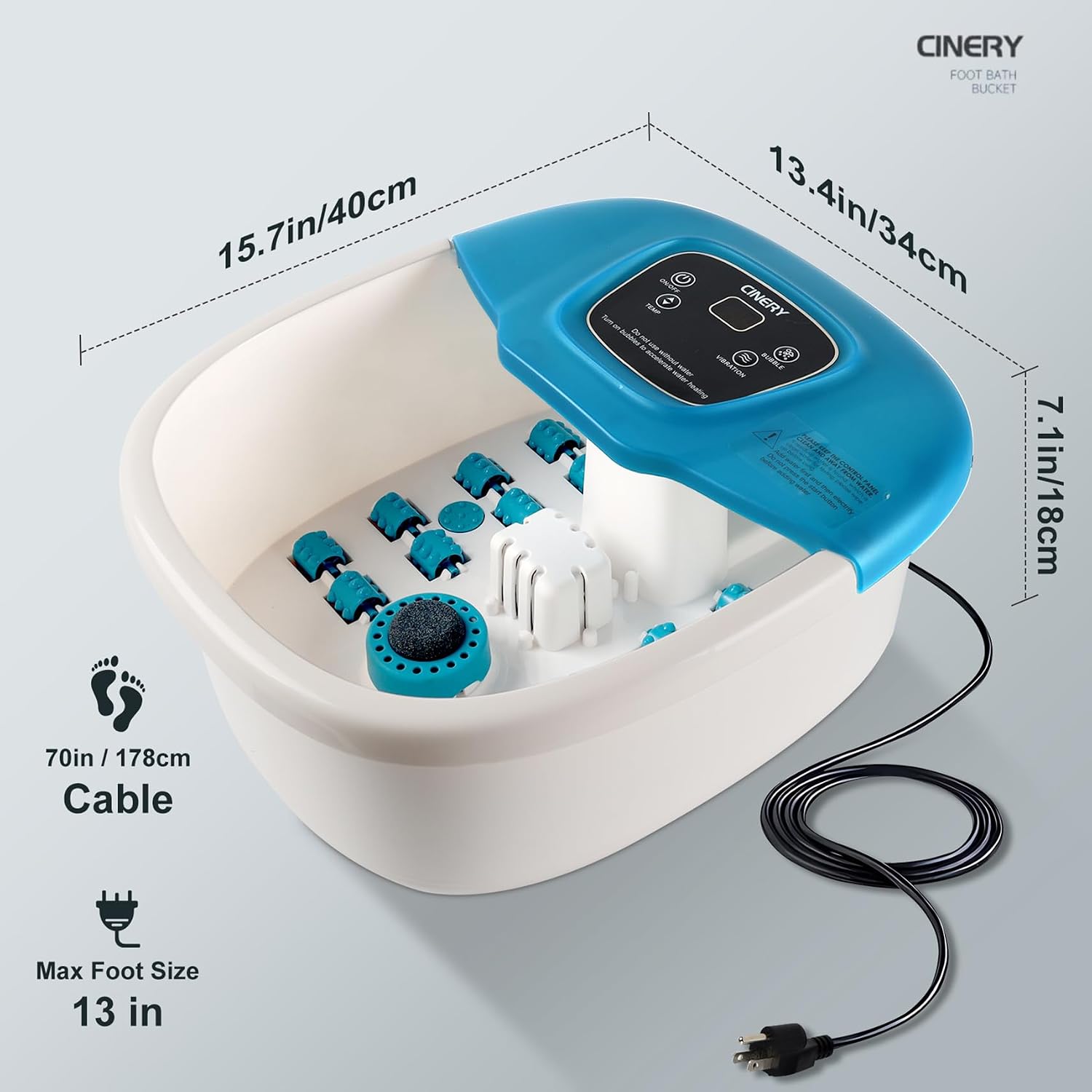 Foot Spa Bath Massager with Heat, Bubbles, Vibration and Pedicure Foot Spa with 16 Rollers for Feet Stress Relief, Foot Soaker with Mini Acupressure Massage Points & Temperature Control
