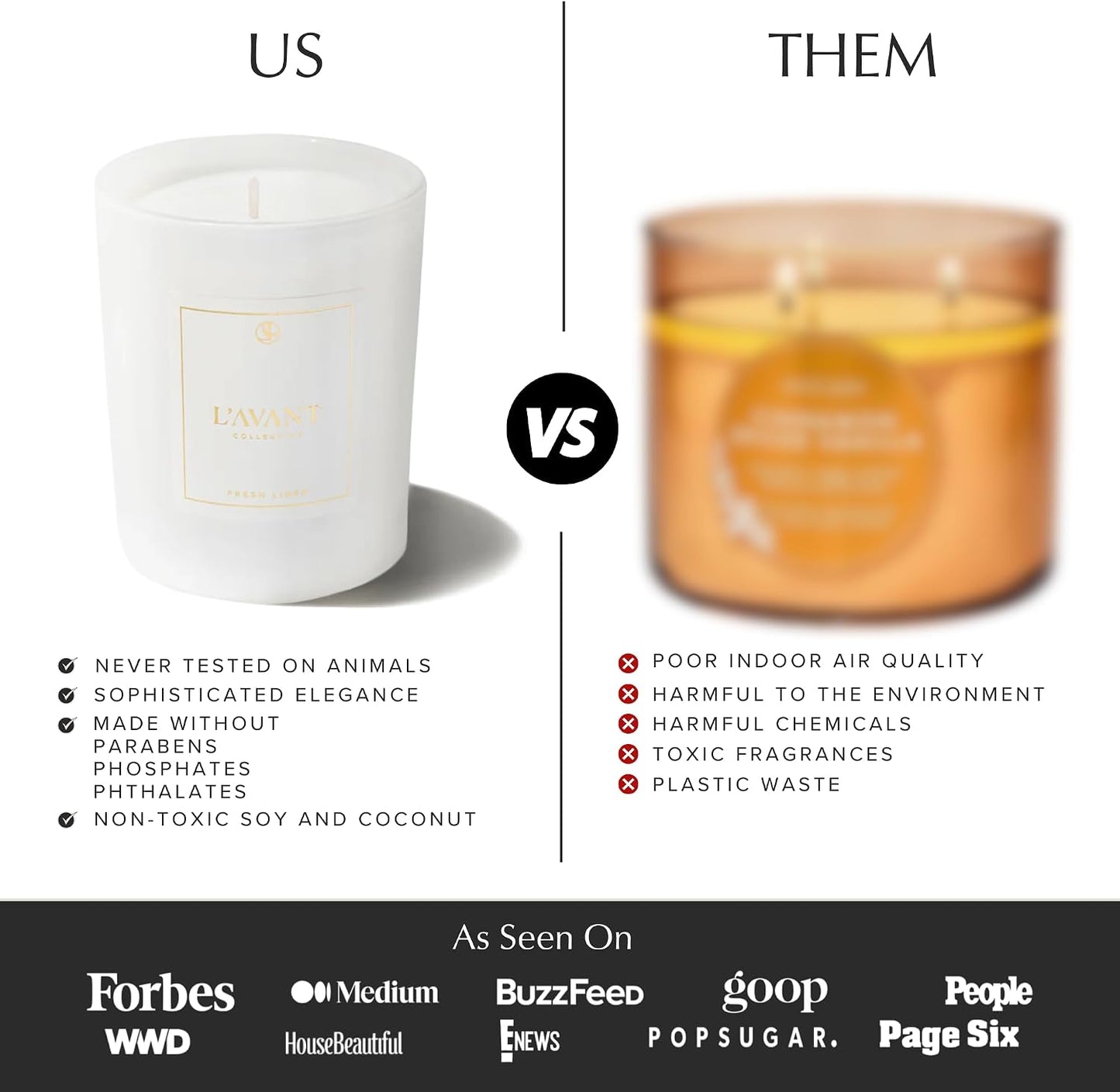 L'AVANT Collective Luxury Scented Candle | Clean-Burning Soy & Coconut Wax, Non-Toxic, 40 Hour Burn Time | Home Decor Candle in Minimal White Jar, Gift Ready | 8 oz | Ambre Santal