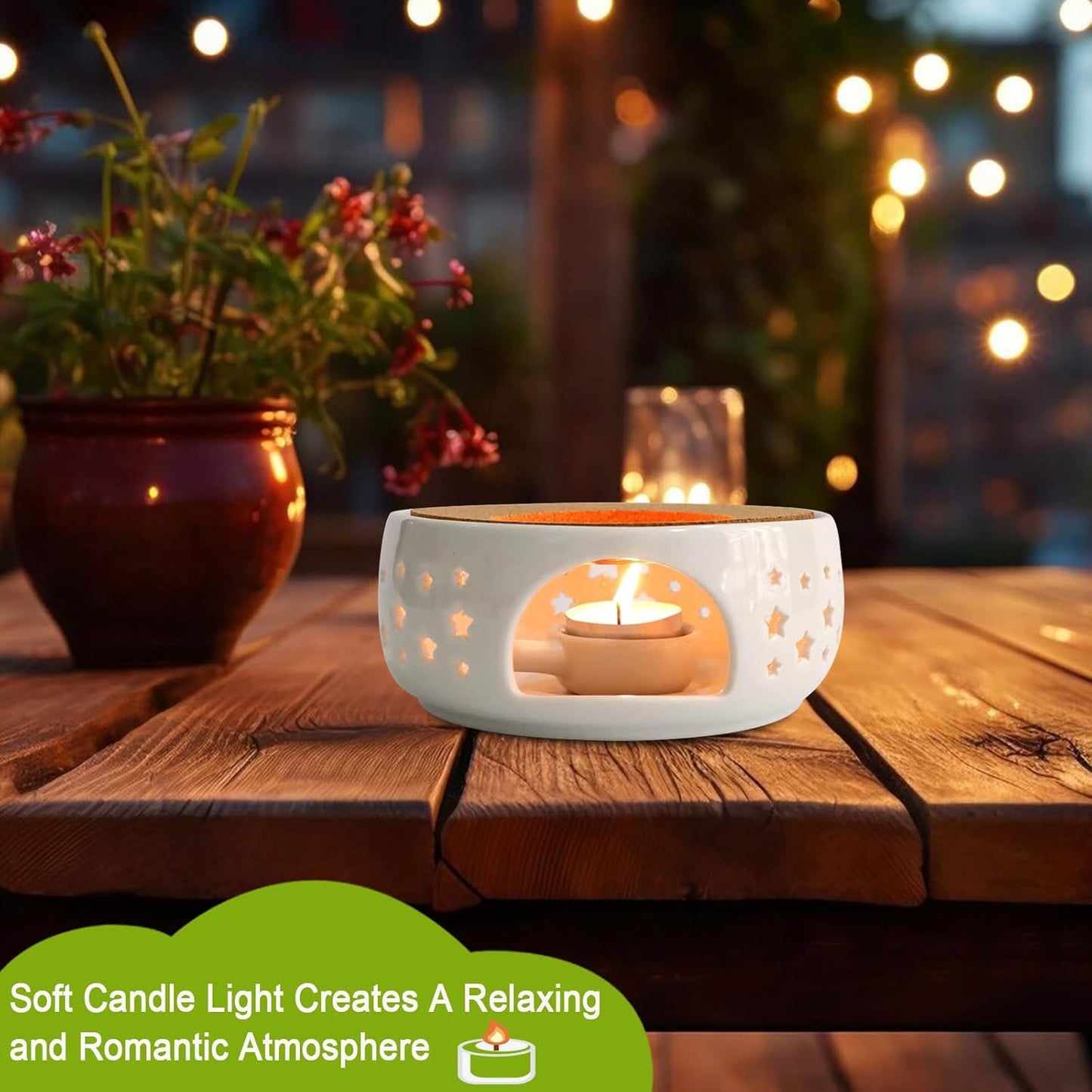 KAYCROWN Teapot Warmer, Ceramic Tea Warmer for Teapot, Tealight Warmer with Tealight Holder for Heating Coffee Milk Tea Warmer, Teapot Heater (White)