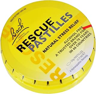 Bach RESCUE PASTILLES, Orange and Elderflower Flavor, Natural Stress Relief Lozenges, Homeopathic Flower Essence, Vegetarian, Gluten & Sugar-Free, Holiday Stocking Stuffer, 35 Count