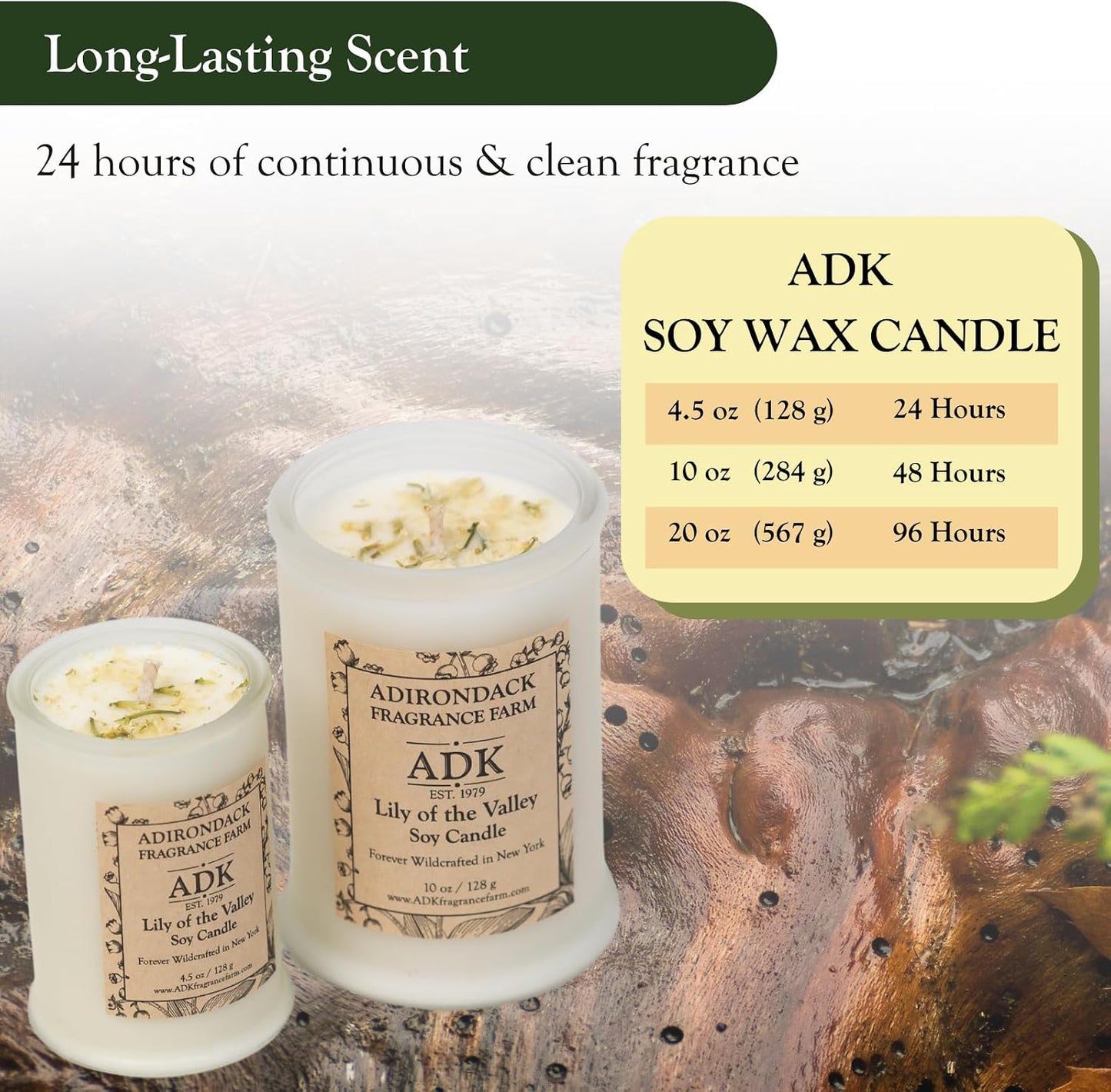 ADK Lily of The Valley Scented Candle, 4.5 Oz Aromatherapy Candle, Proudly Poured in The USA, Natural Wax for Relaxation and Home Décor, for Gift, Kitchen, and Living Spaces