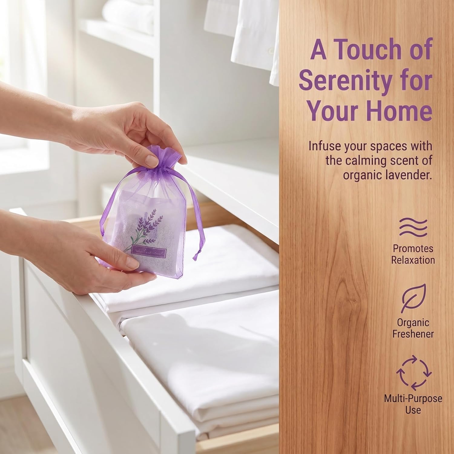 DOITOOL 25 Pack Lavender Sachet Bags 6.49X2.83 Inch Organza Fragrance Pouches with Ribbon for Home Fragrance Closet Freshener Jewelry Organizer Party Decoration