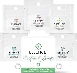 HONÉ Essence Nasal Diffuser Custom Blends Bundle – Essential Oil Silicone Nose Rings for Energy, Immunity, Stress & Allergy Relief – Wearable Aromatherapy for Daily Wellness & Relaxation